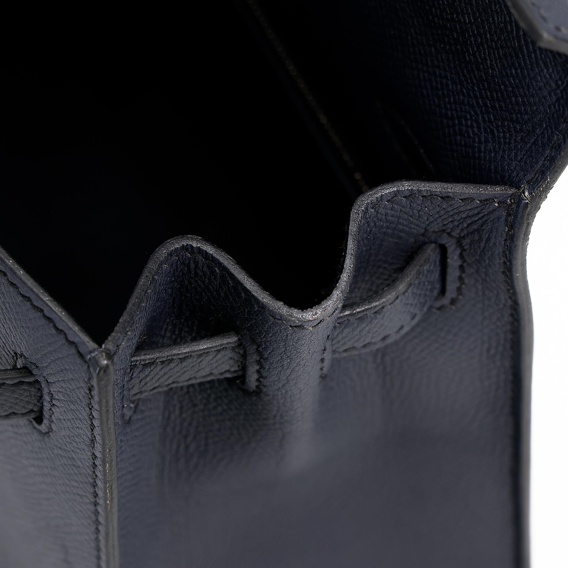 Very Good ( Rank A) HERMÈS Kelly 25 Sellier Bleu Indigo (76) Epsom Palladium hardware C (2018) - 21