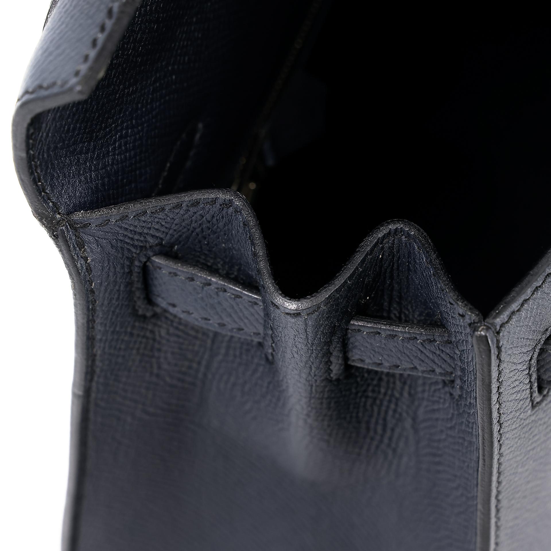 Very Good ( Rank A) HERMÈS Kelly 25 Sellier Bleu Indigo (76) Epsom Palladium hardware C (2018) - 22
