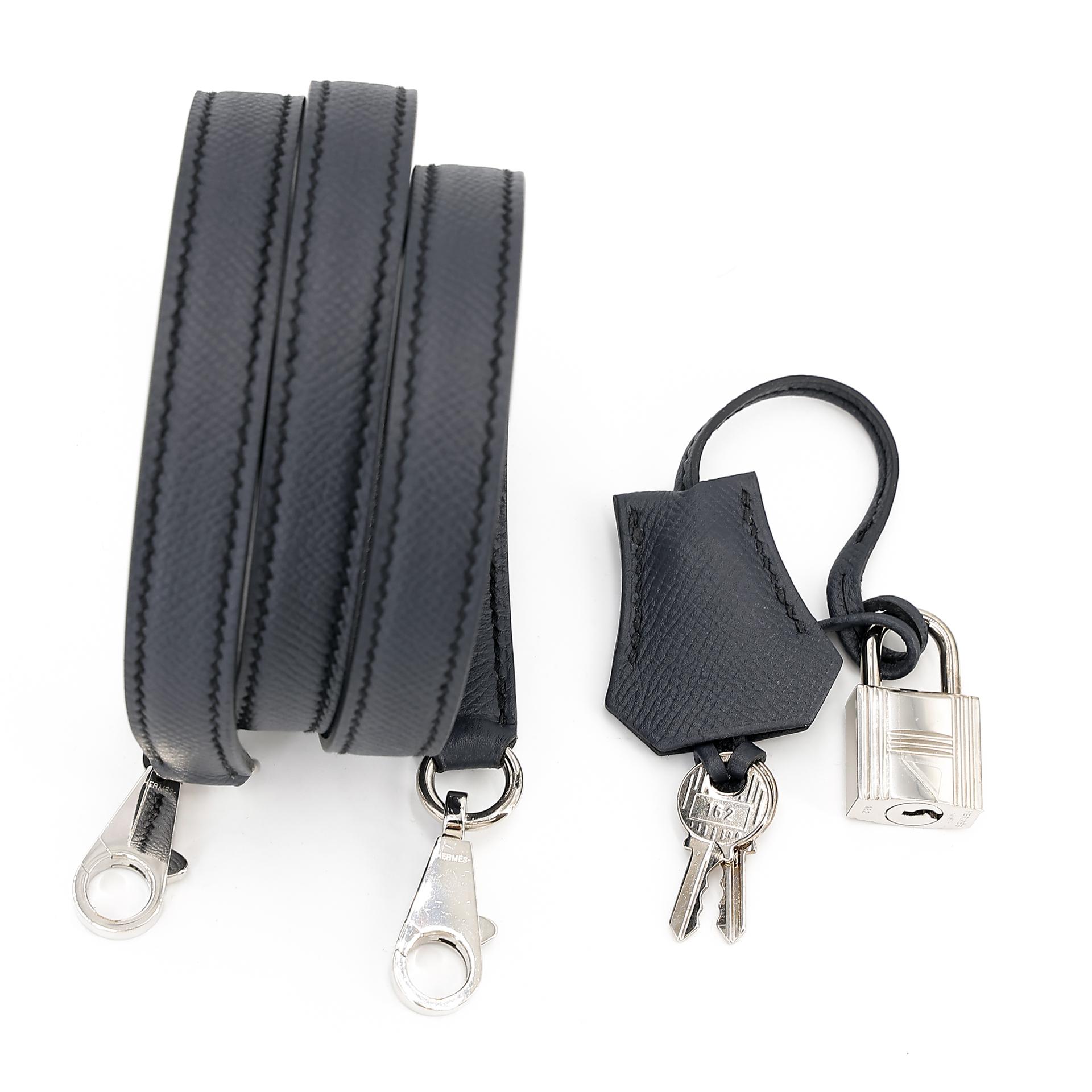 Very Good ( Rank A) HERMÈS Kelly 25 Sellier Bleu Indigo (76) Epsom Palladium hardware C (2018) - 24