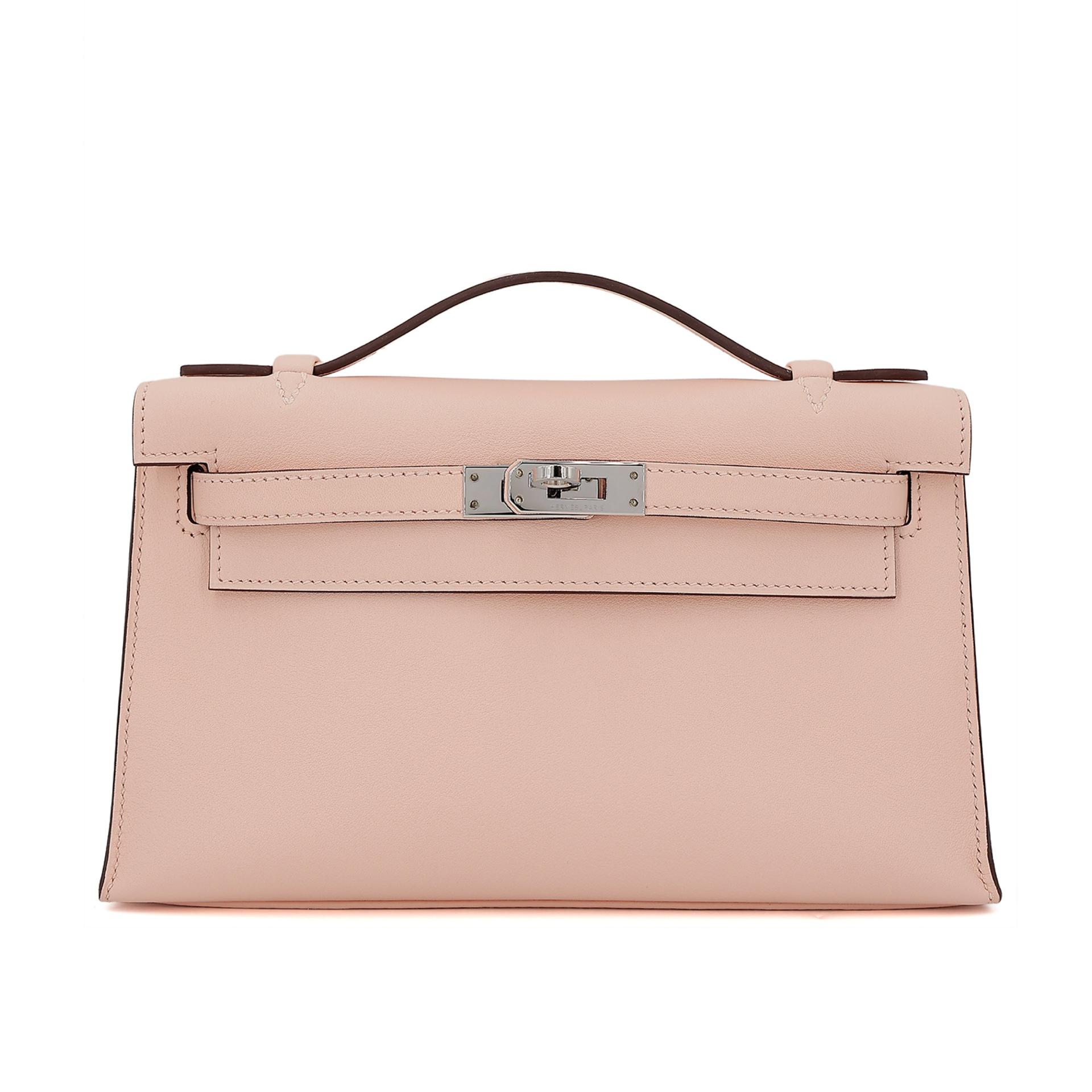 HERMÈS Kelly Pochette handbag in Rose Eglantine Swift leather with Palladium hardware - 1