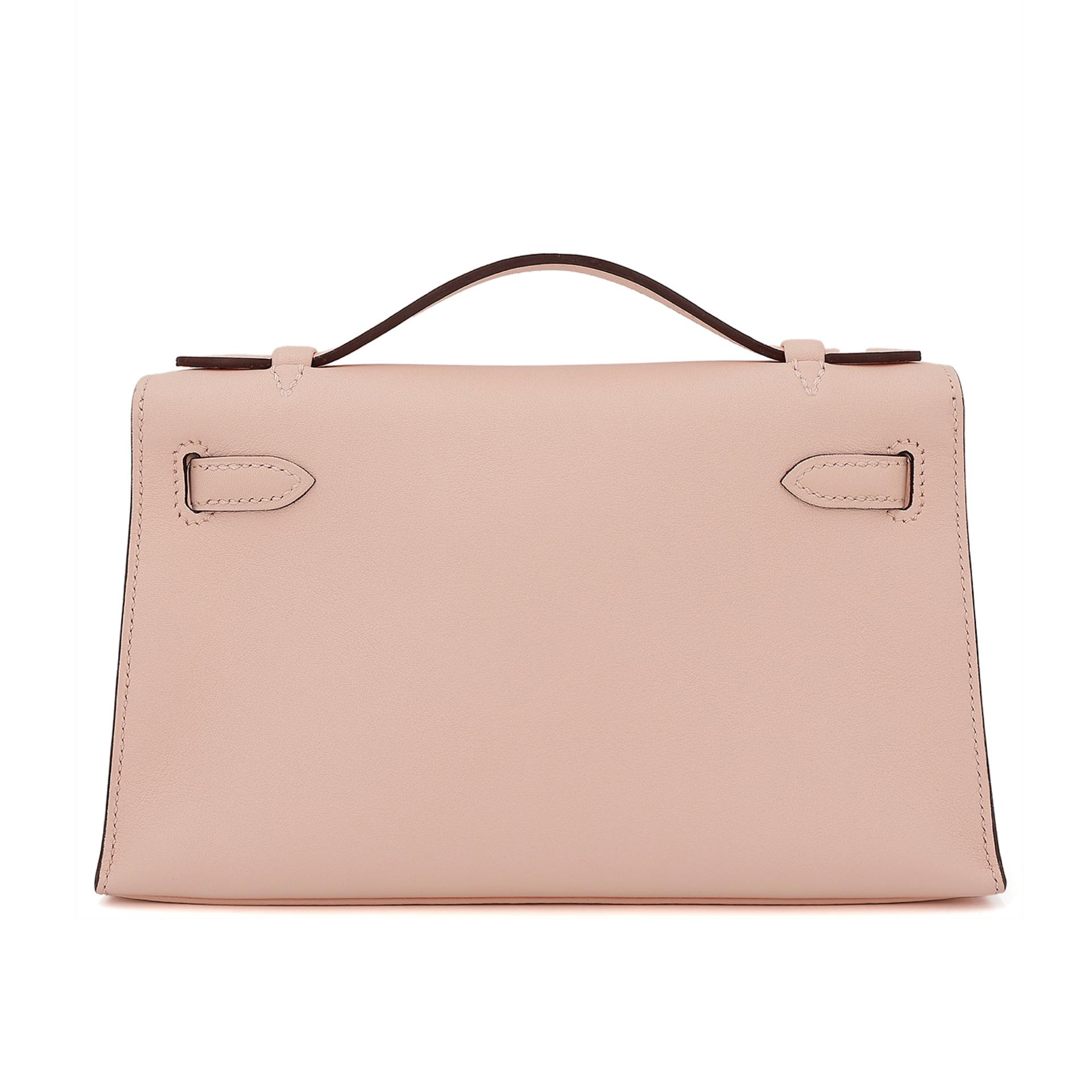 HERMÈS Kelly Pochette handbag in Rose Eglantine Swift leather with Palladium hardware - 2