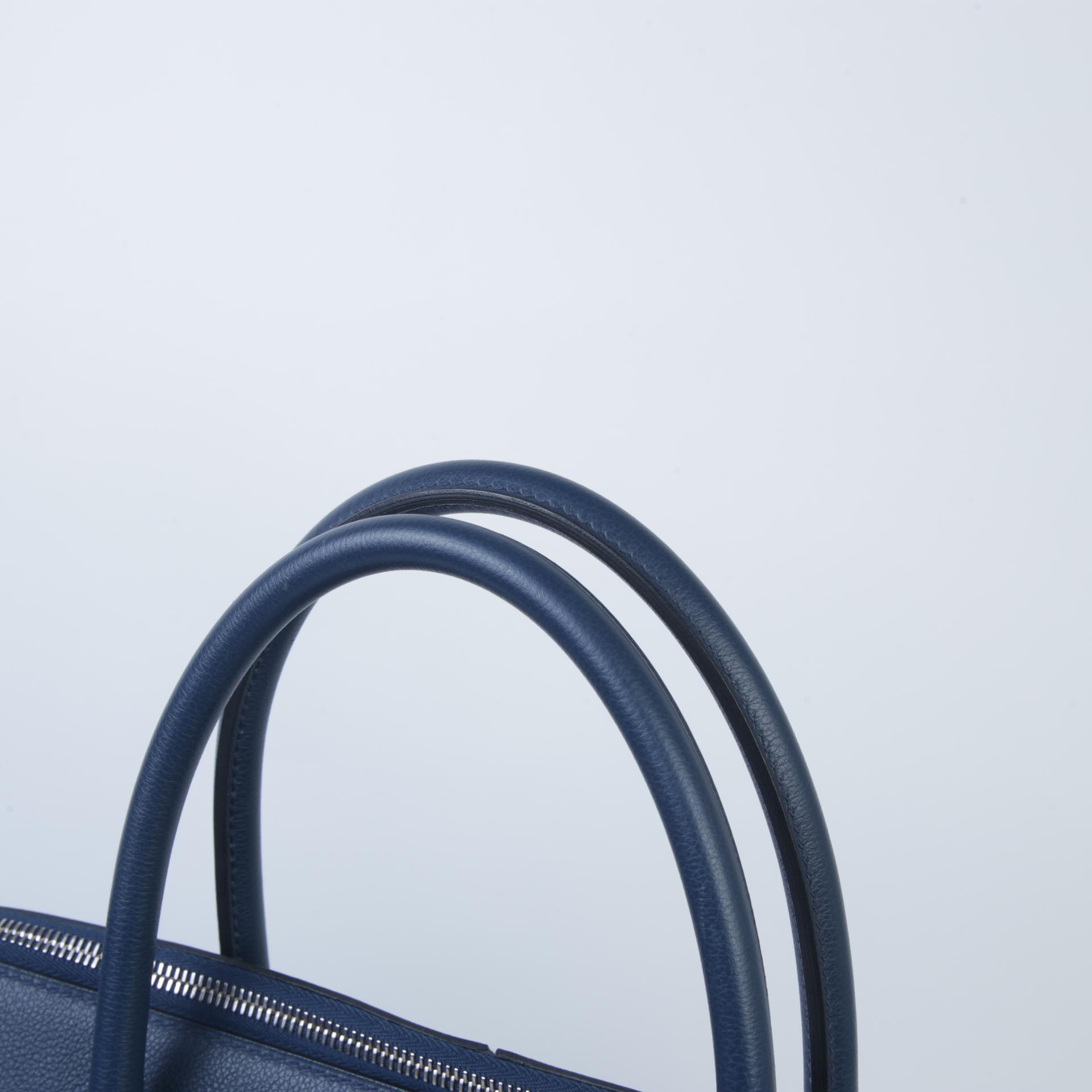 ランク A HERMÈS エルメス ベースボールボリード ブルードマルト (7L) エバーカラー シルバー金具 C刻印 - 3