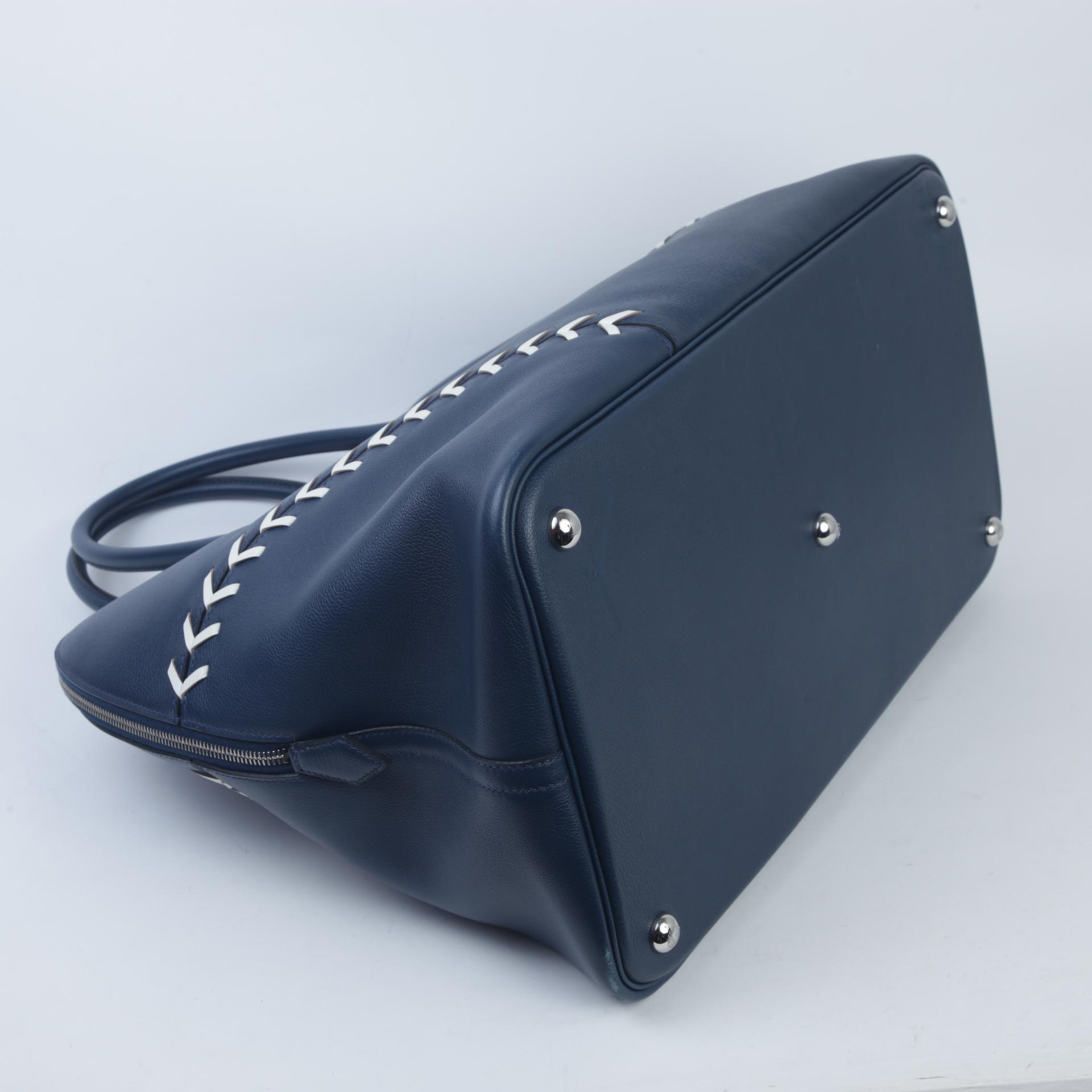 ランク A HERMÈS エルメス ベースボールボリード ブルードマルト (7L) エバーカラー シルバー金具 C刻印 - 4
