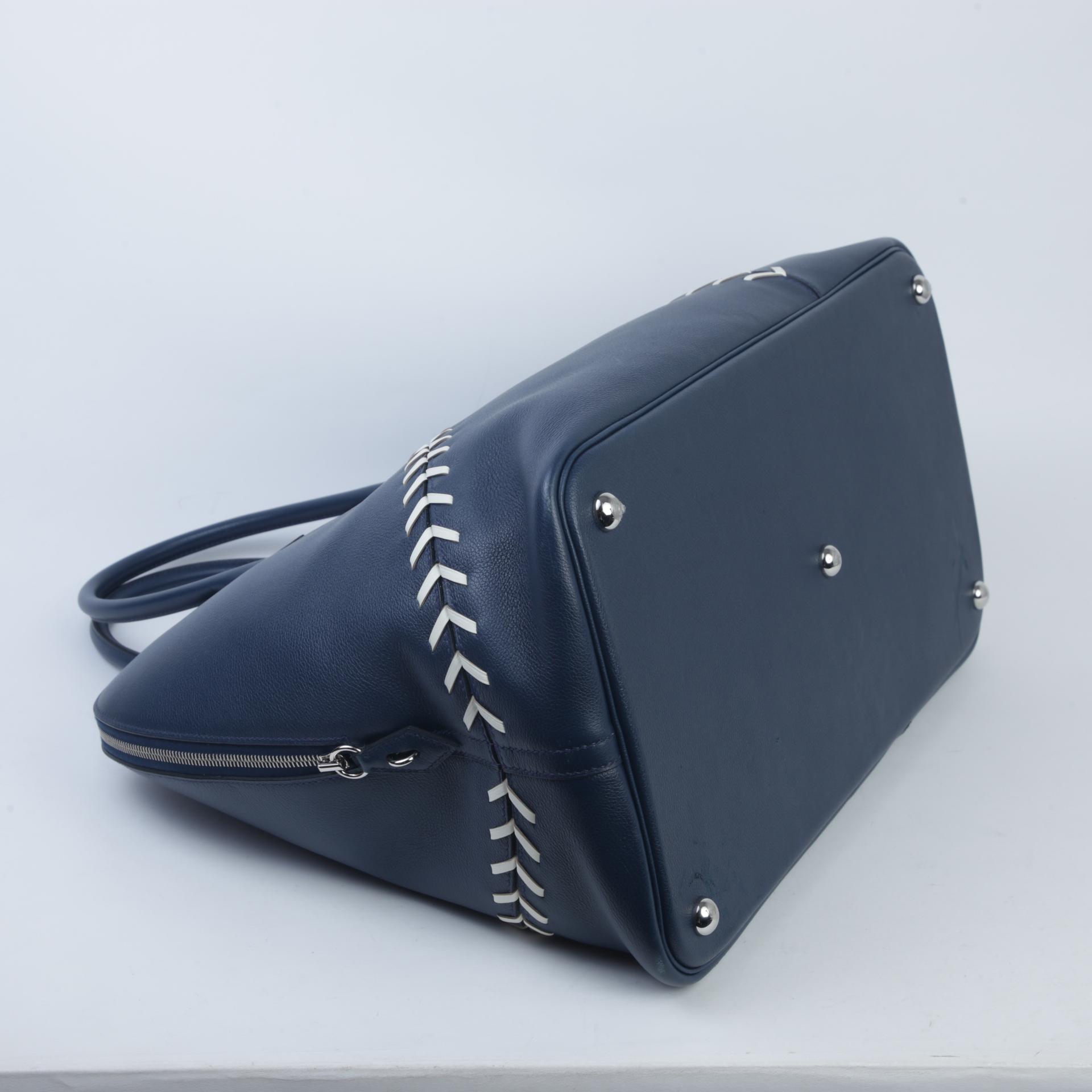 ランク A HERMÈS エルメス ベースボールボリード ブルードマルト (7L) エバーカラー シルバー金具 C刻印 - 6