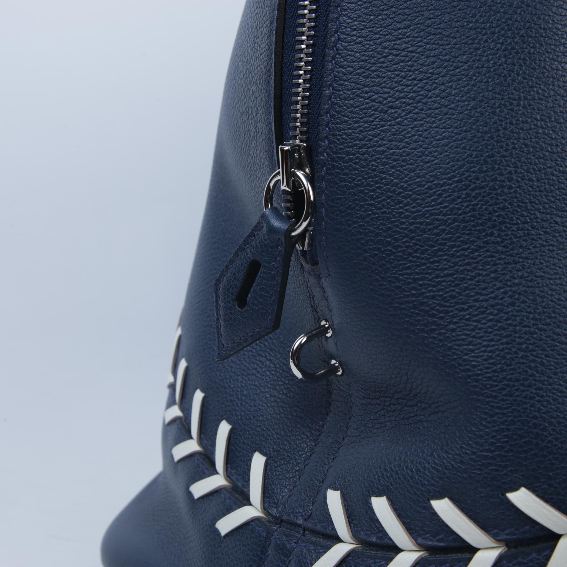 ランク A HERMÈS エルメス ベースボールボリード ブルードマルト (7L) エバーカラー シルバー金具 C刻印 - 9