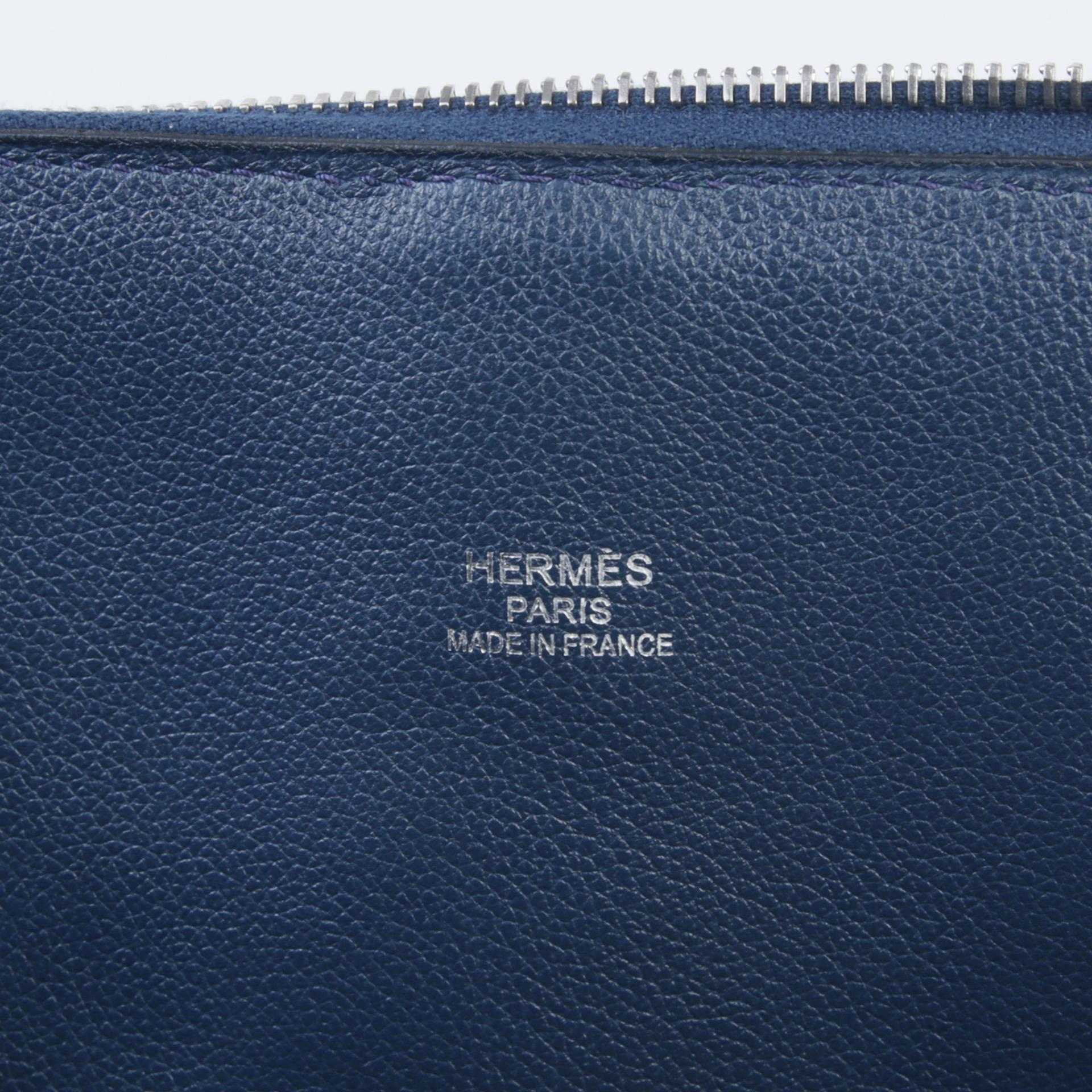 ランク A HERMÈS エルメス ベースボールボリード ブルードマルト (7L) エバーカラー シルバー金具 C刻印 - 10