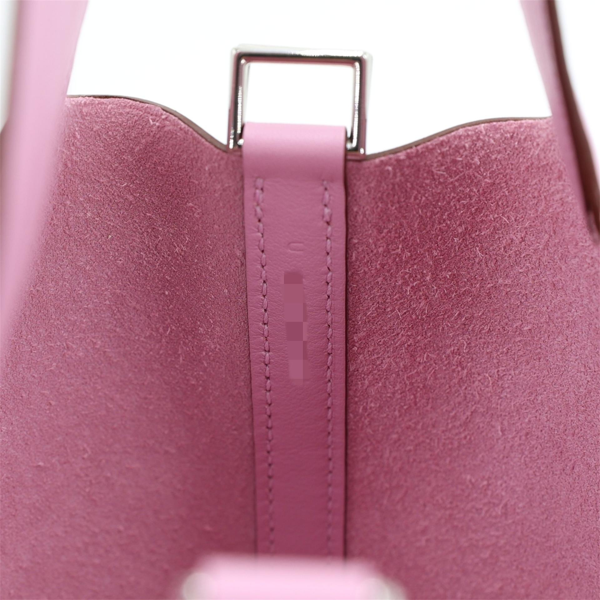 Brand New ( Rank N ) HERMÈS Limited Edition Picotin Lock Micro 14 Lucky Daisy Cuivre (6C) Mauve Sylvestre (X9) White Swift Palladium hardware U (2022) - 14