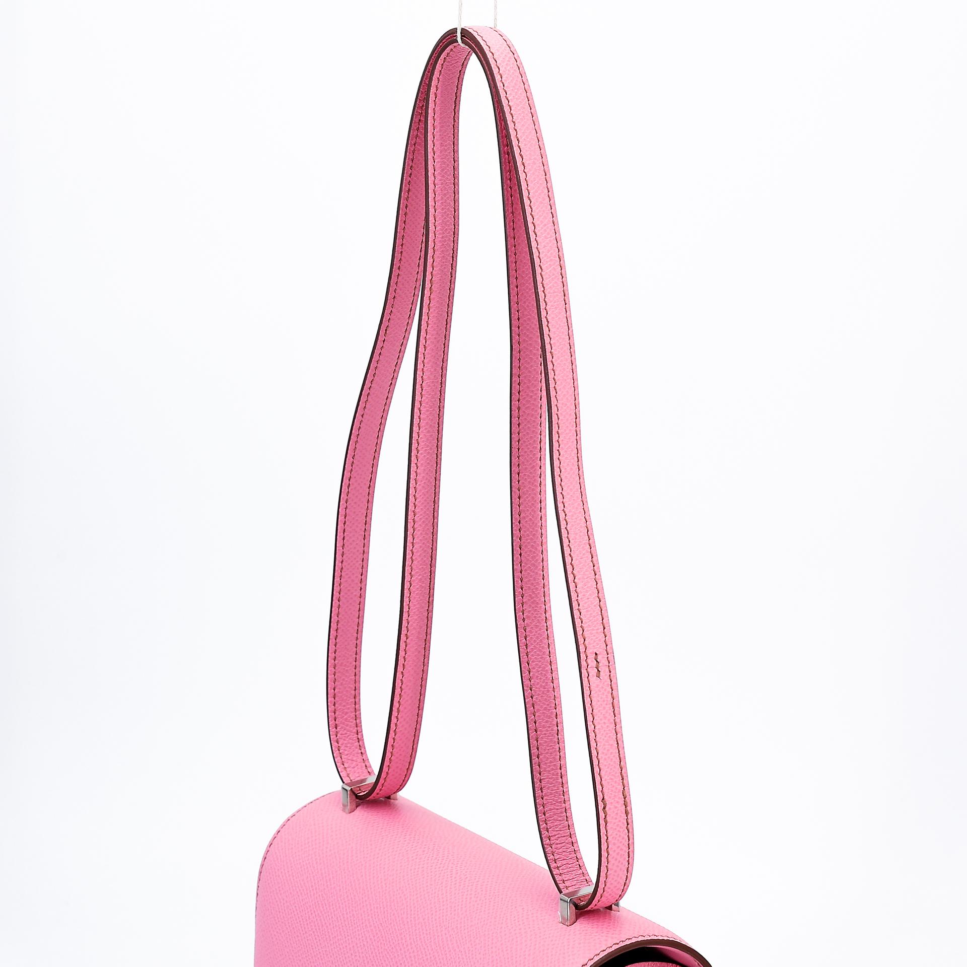 Excellent ( Rank SA )  HERMÈS  Constance Mini Pink (5P) Epsom Palladium hardware B (2023) - 3