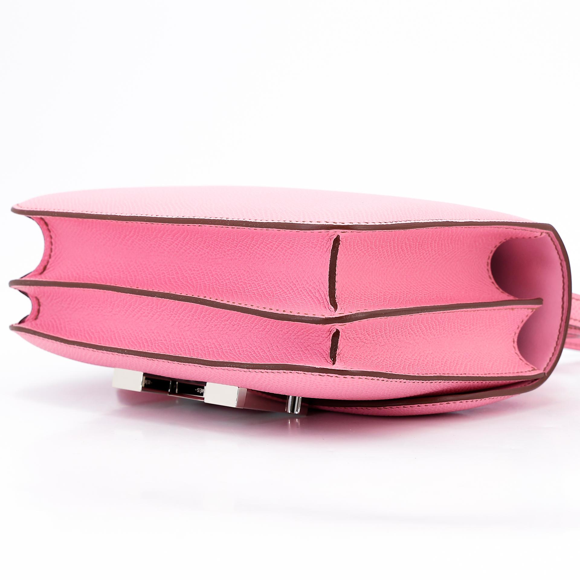 Excellent ( Rank SA )  HERMÈS  Constance Mini Pink (5P) Epsom Palladium hardware B (2023) - 6