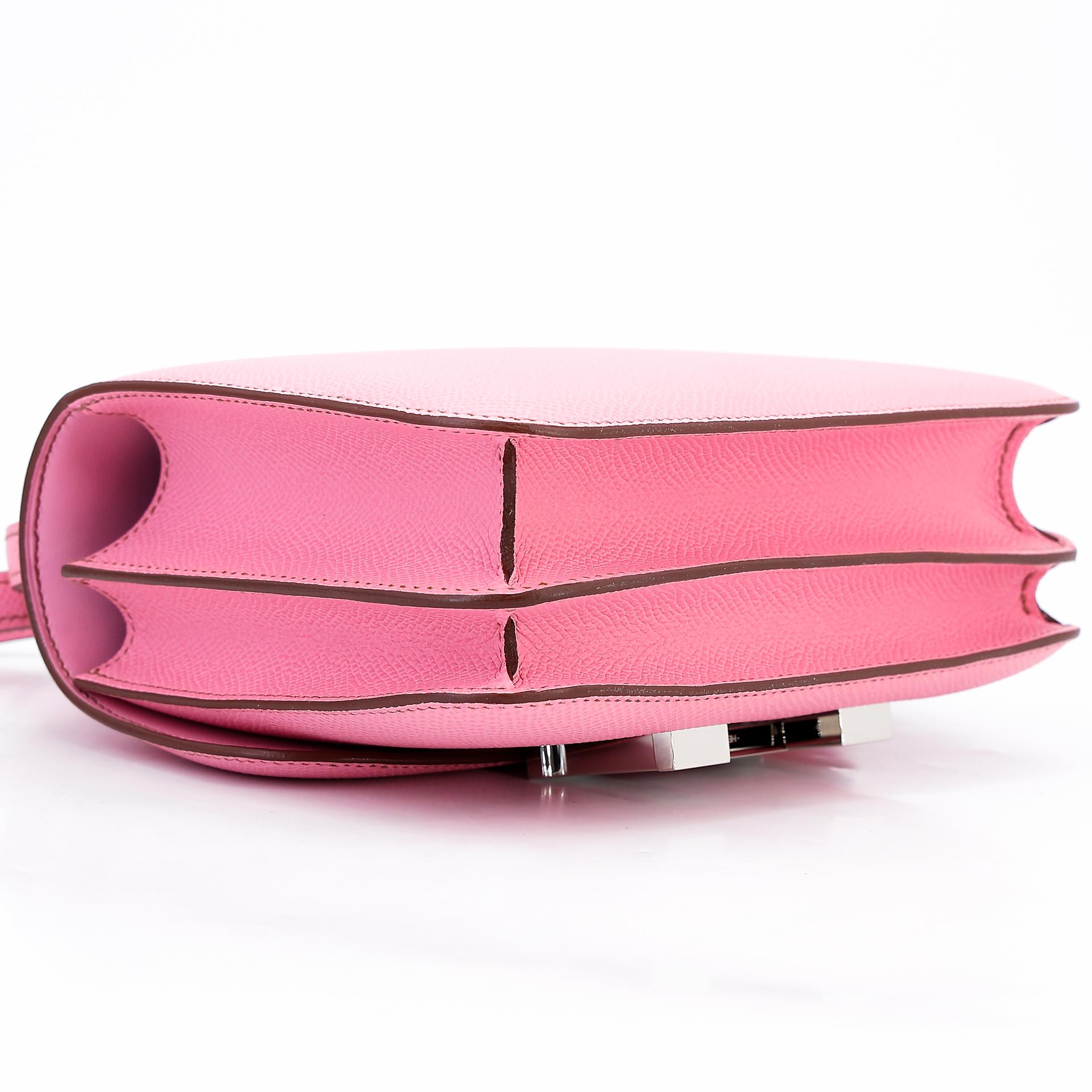 Excellent ( Rank SA )  HERMÈS  Constance Mini Pink (5P) Epsom Palladium hardware B (2023) - 7