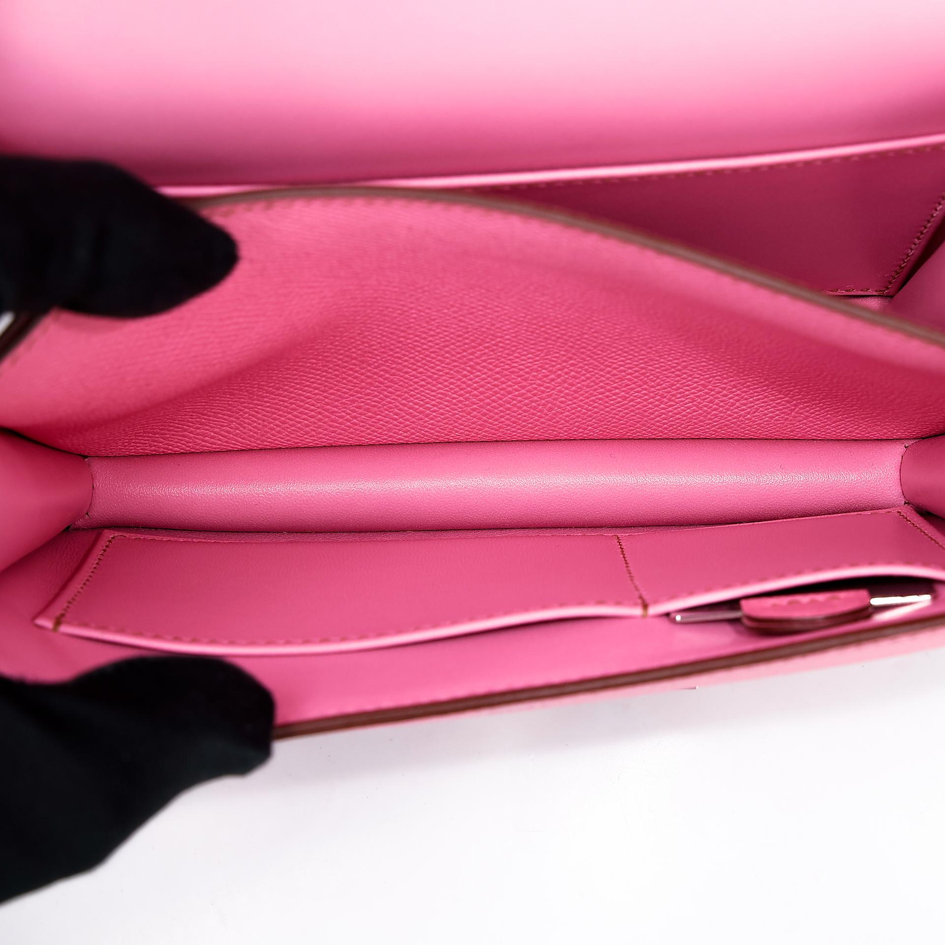 Excellent ( Rank SA )  HERMÈS  Constance Mini Pink (5P) Epsom Palladium hardware B (2023) - 16