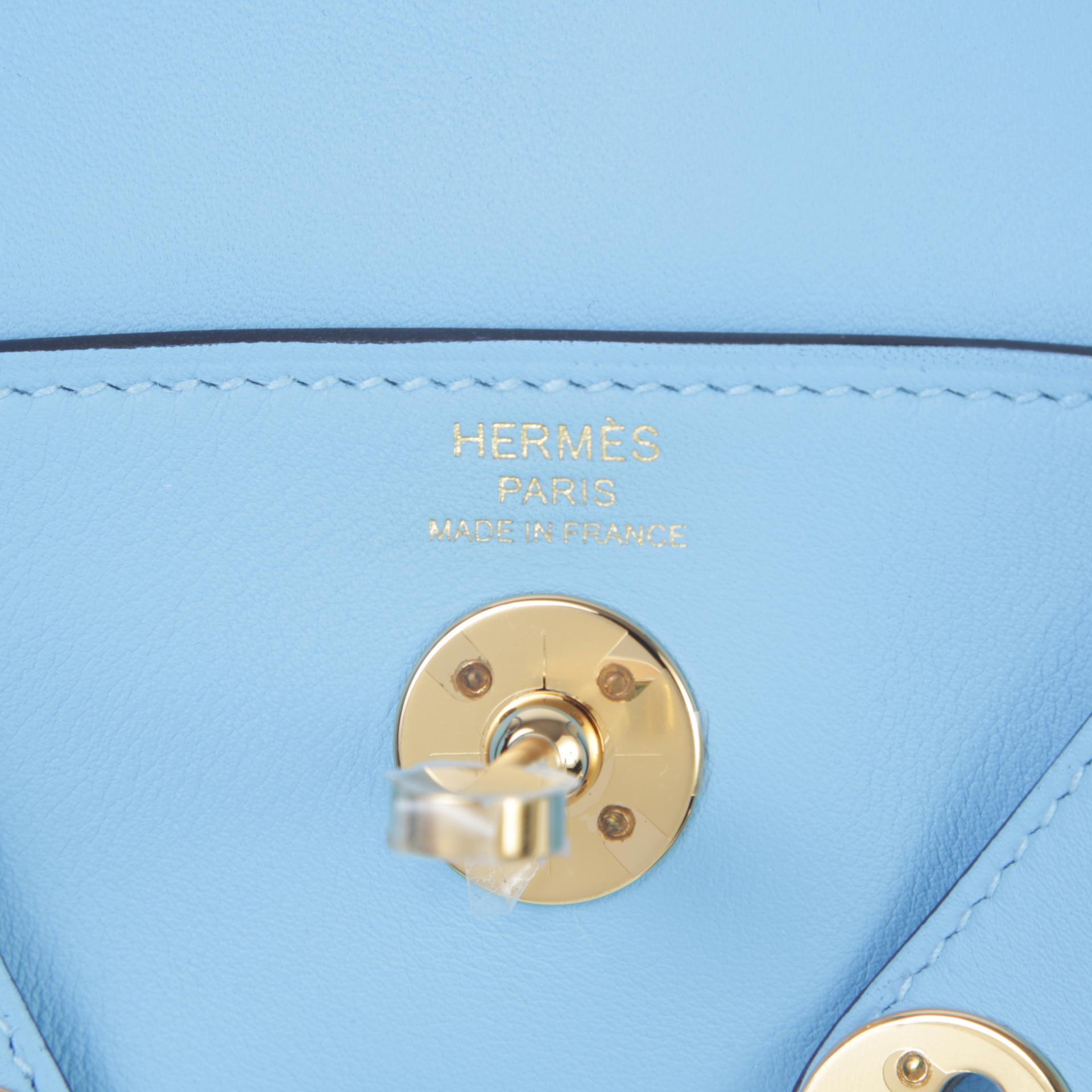 Unused ( Rank NS )  HERMÈS  Mini Lindy II Celeste (7N) Swift Gold hardware B (2023) - 9
