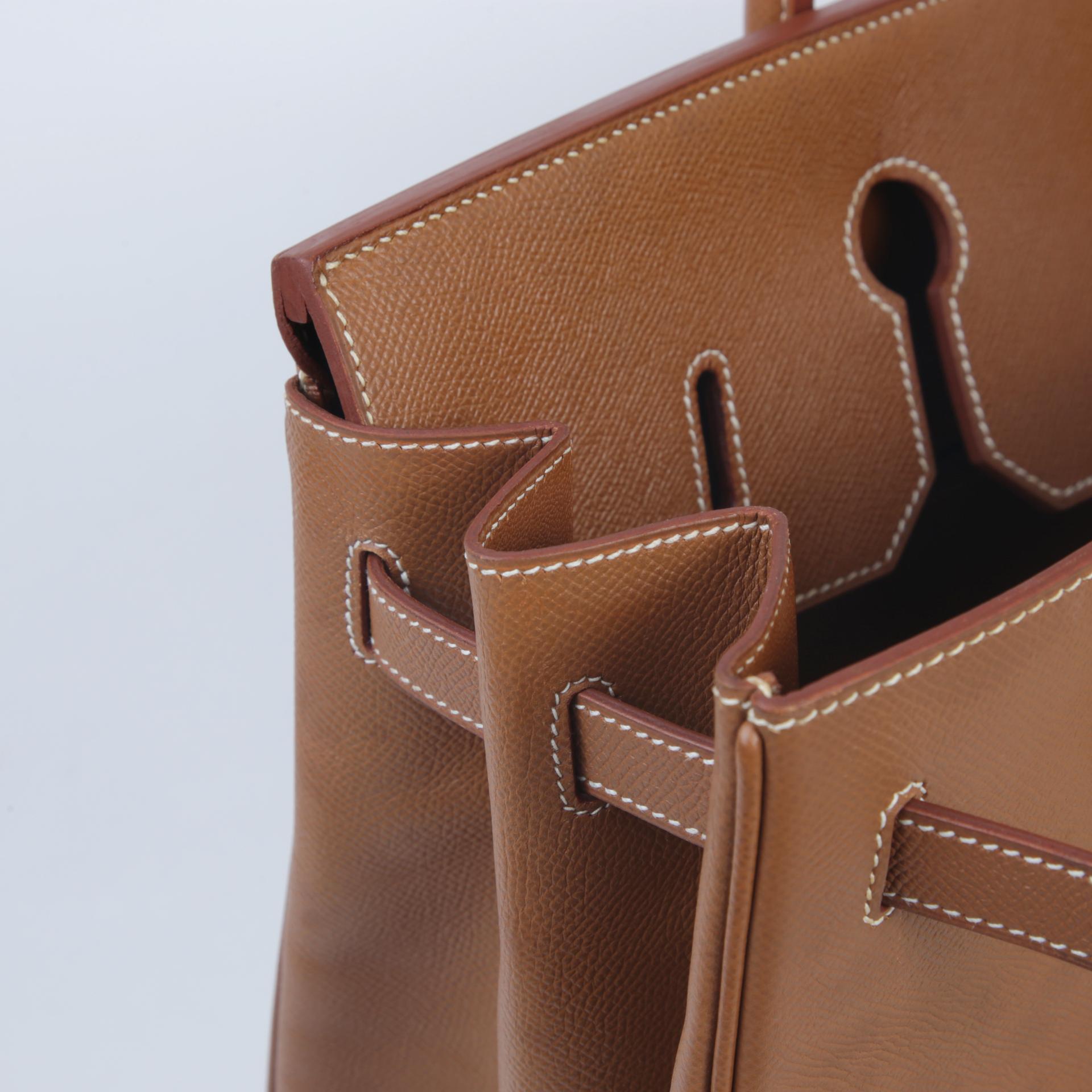 Good ( Rank AB)  HERMÈS  Birkin 40 Gold (37) Courchevel Gold hardware Circle Z (1996) - 13