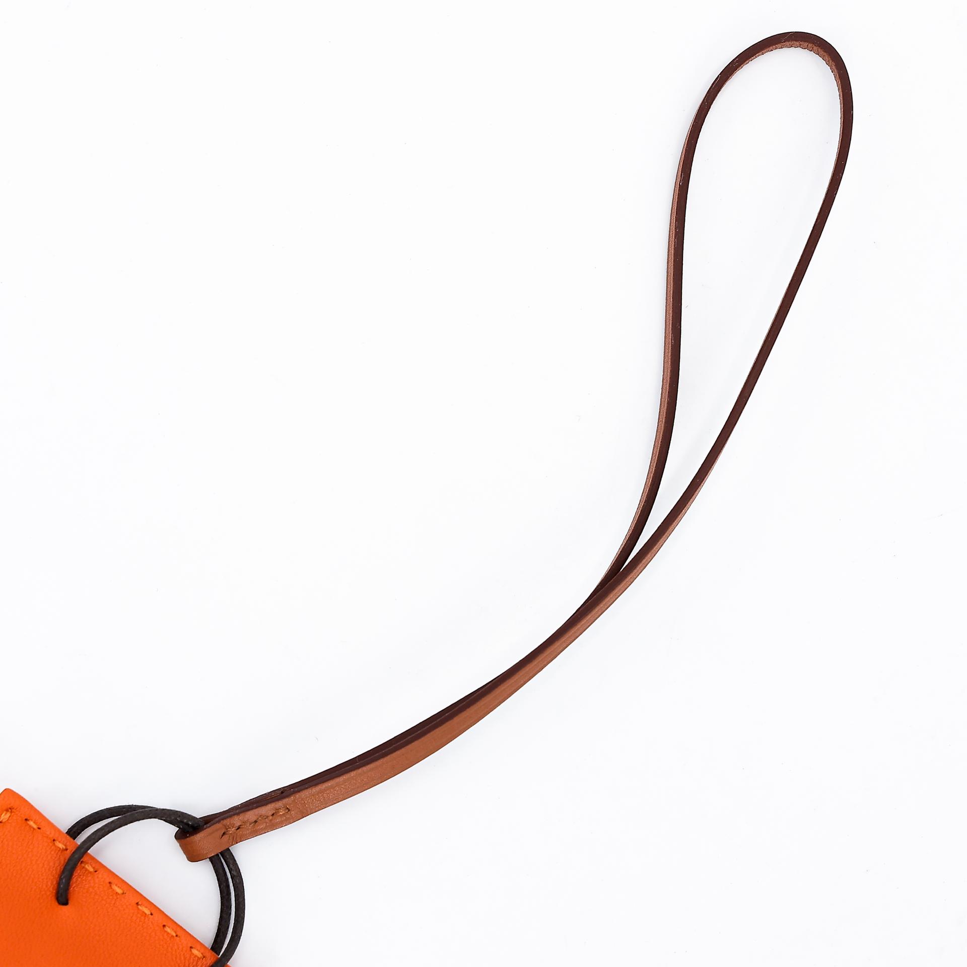 Brand New ( Rank N ) HERMÈS Sac Orange Bag charm Orange (93) Agneau - 3