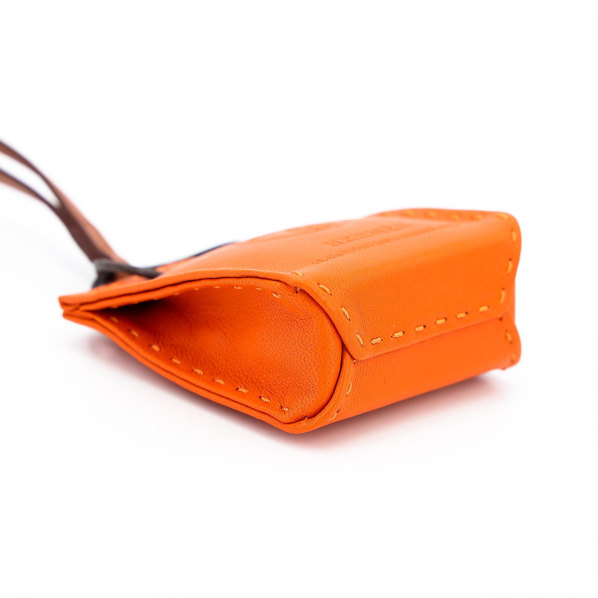 Brand New ( Rank N ) HERMÈS Sac Orange Bag charm Orange (93) Agneau - 8
