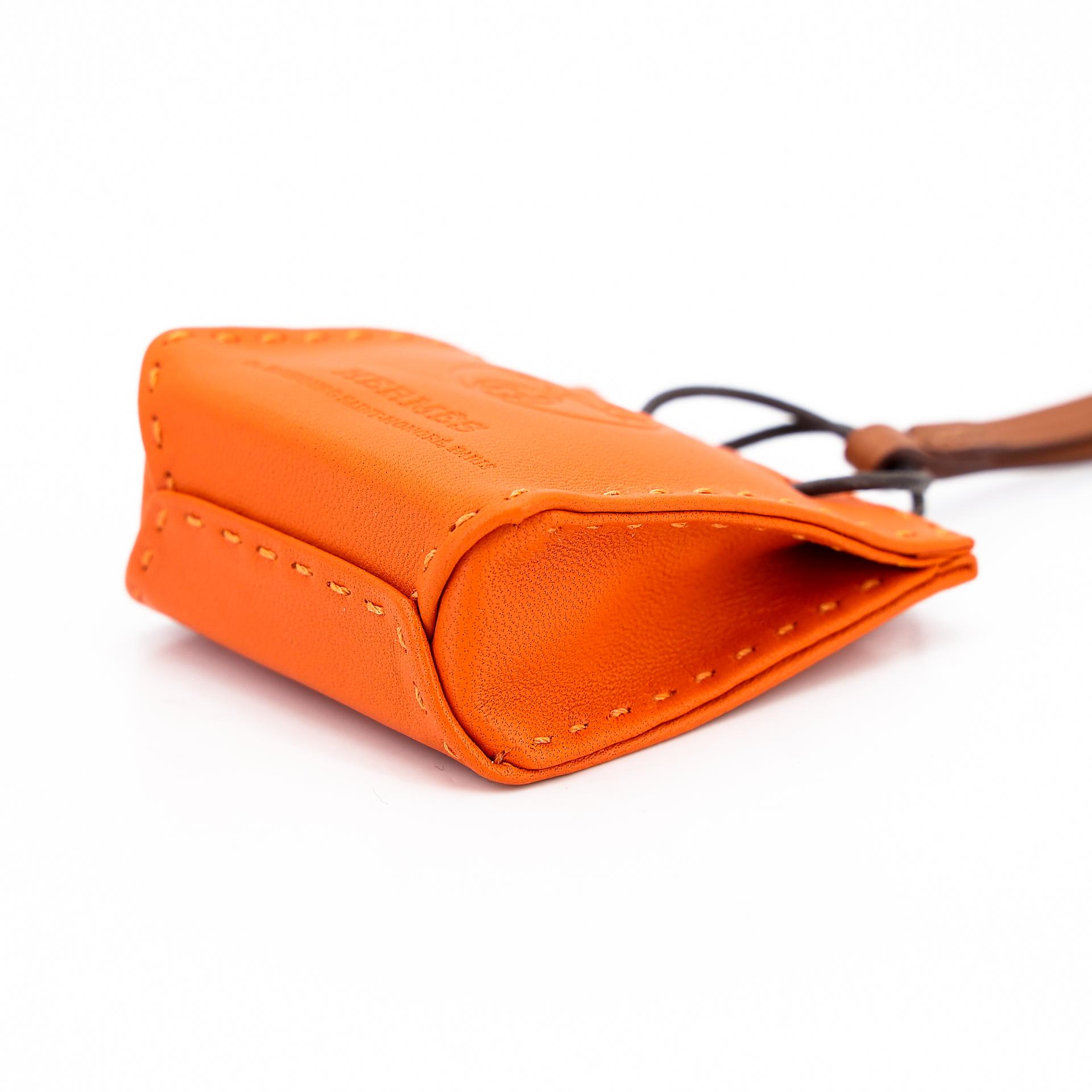 Brand New ( Rank N ) HERMÈS Sac Orange Bag charm Orange (93) Agneau - 9