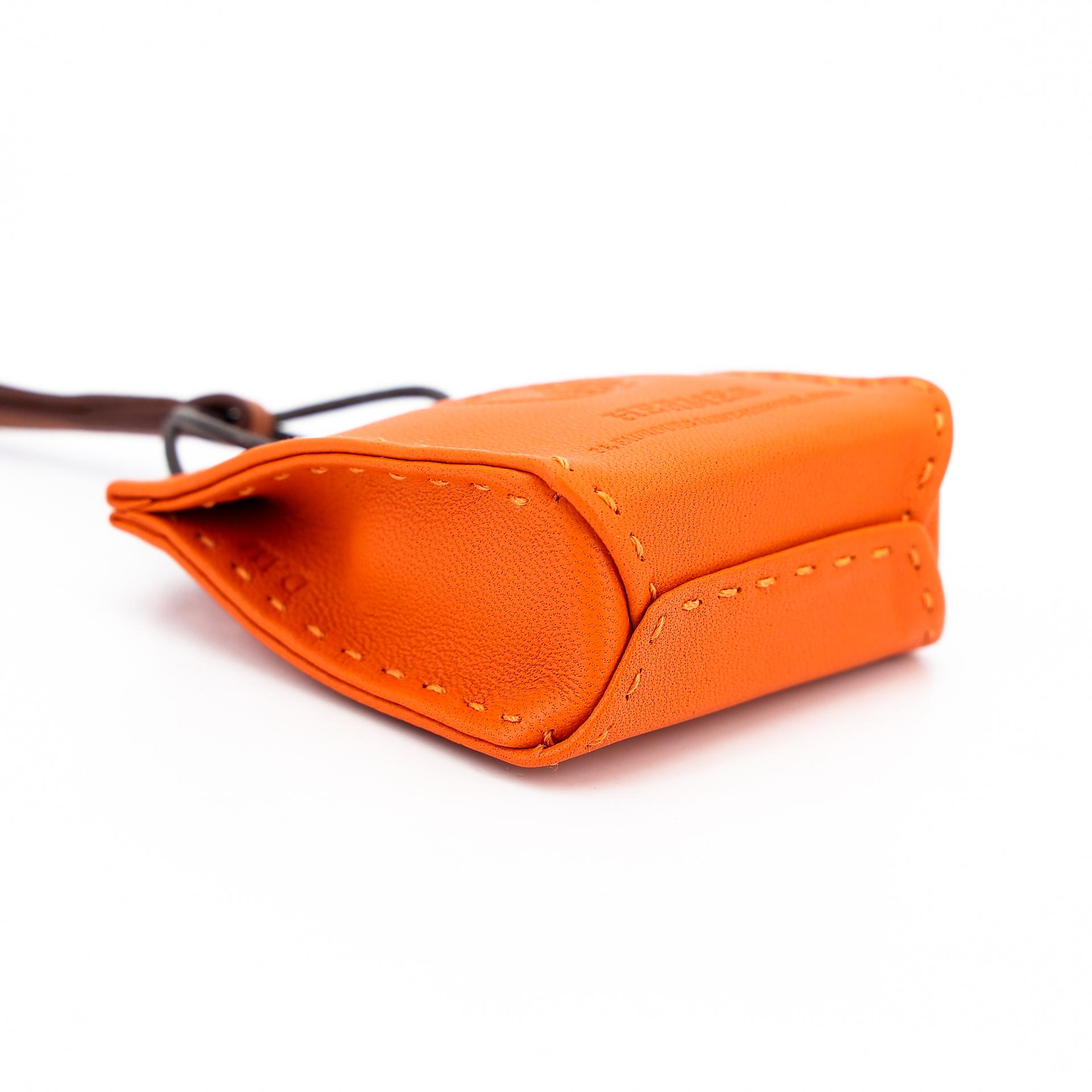 Brand New ( Rank N ) HERMÈS Sac Orange Bag charm Orange (93) Agneau - 10
