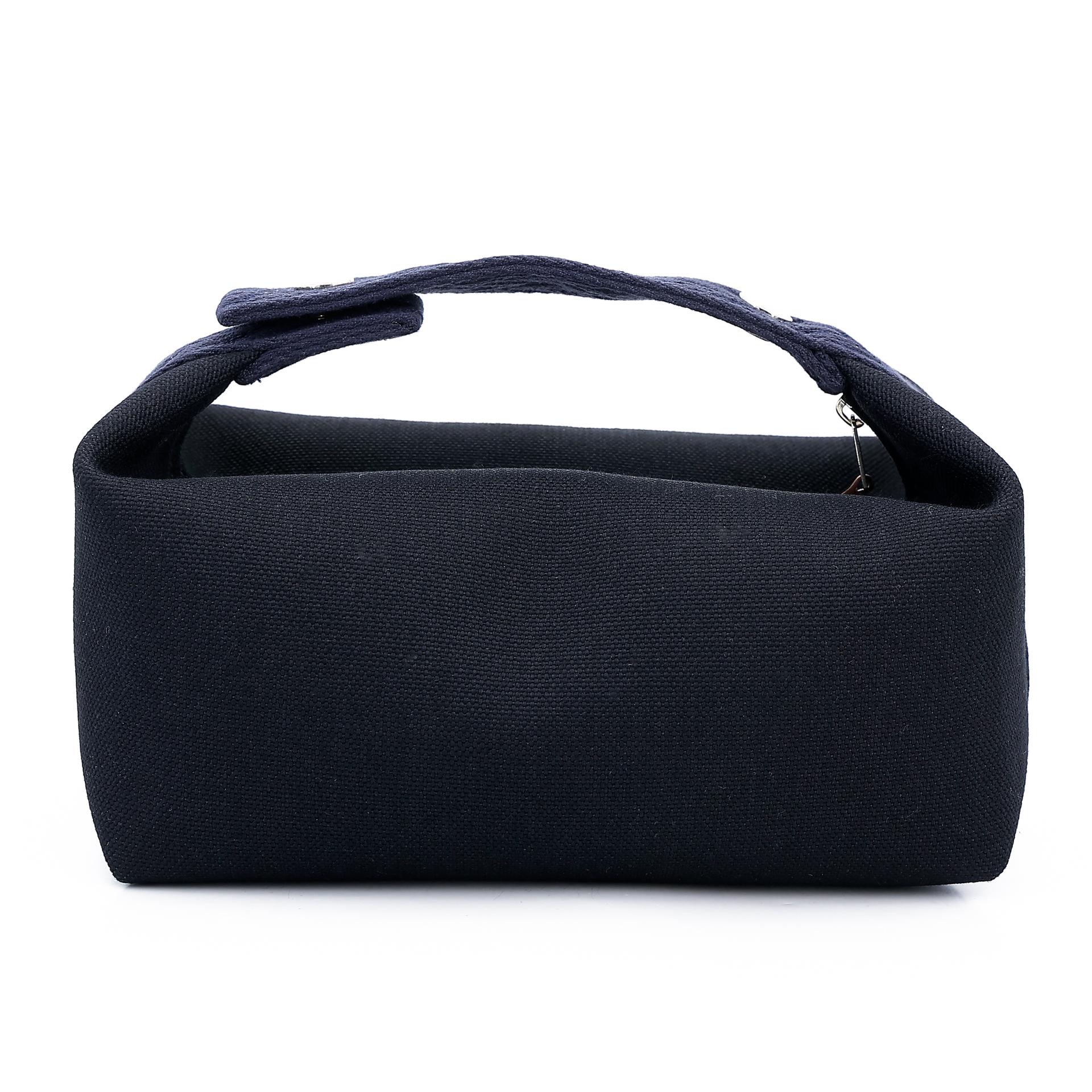 Brand New ( Rank N ) HERMÈS Bride-a-Brac Case PM Black (89) Bleu Nuit (2Z) Canvas Palladium hardware - 2