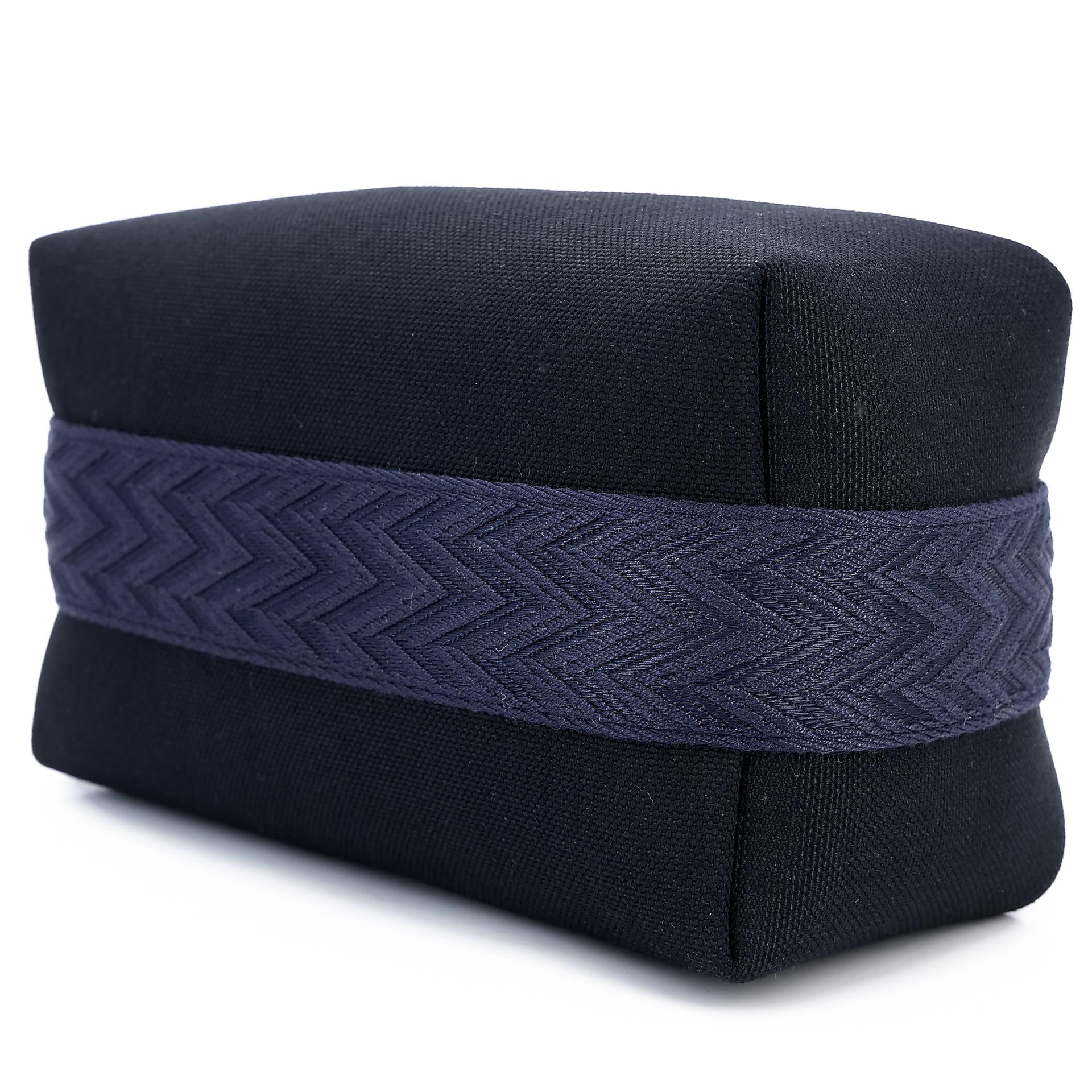 Brand New ( Rank N ) HERMÈS Bride-a-Brac Case PM Black (89) Bleu Nuit (2Z) Canvas Palladium hardware - 6