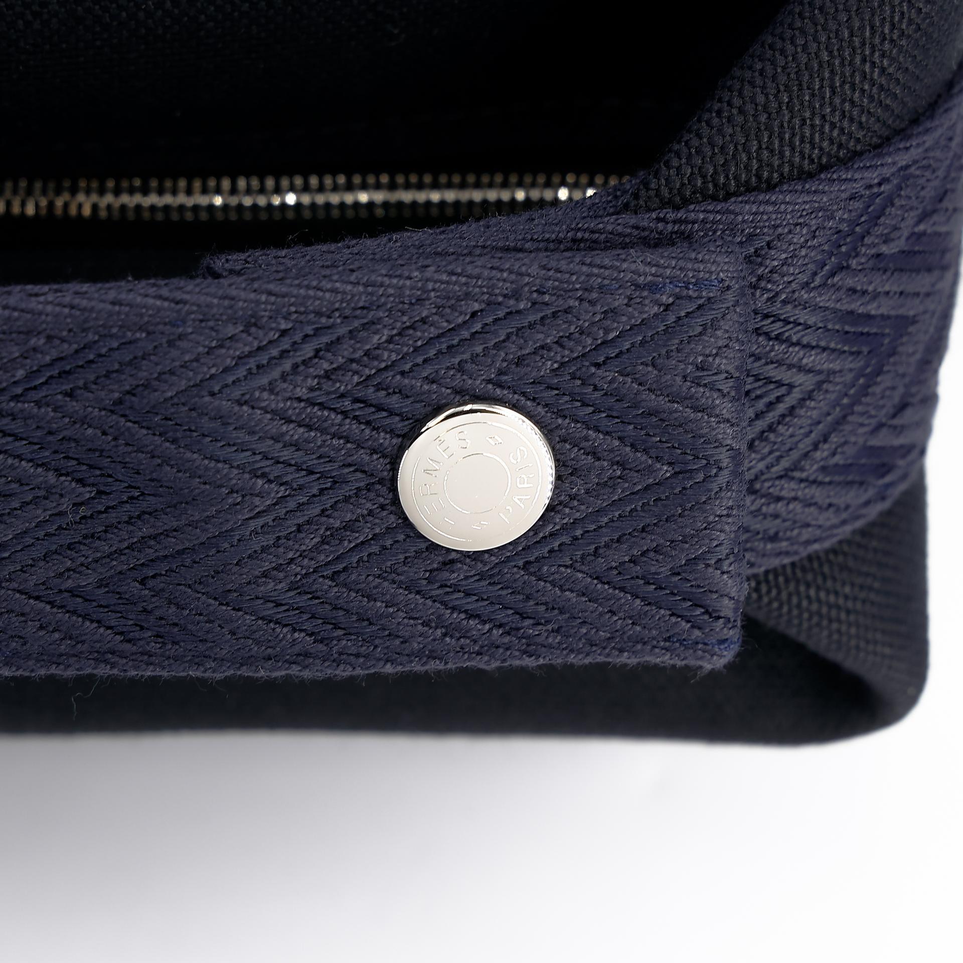 Brand New ( Rank N ) HERMÈS Bride-a-Brac Case PM Black (89) Bleu Nuit (2Z) Canvas Palladium hardware - 9
