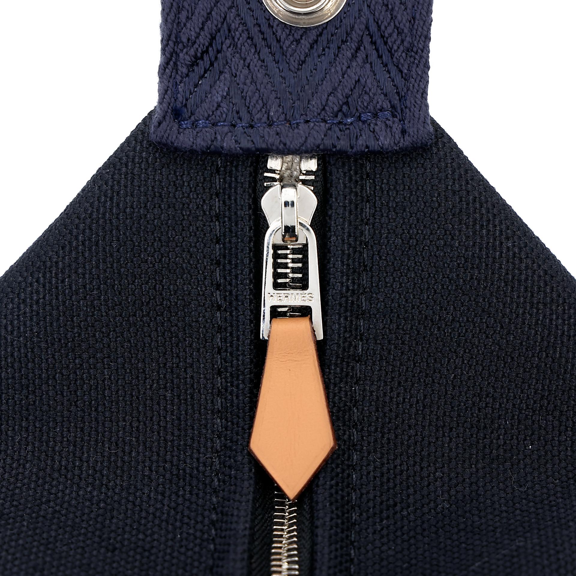 Brand New ( Rank N ) HERMÈS Bride-a-Brac Case PM Black (89) Bleu Nuit (2Z) Canvas Palladium hardware - 12