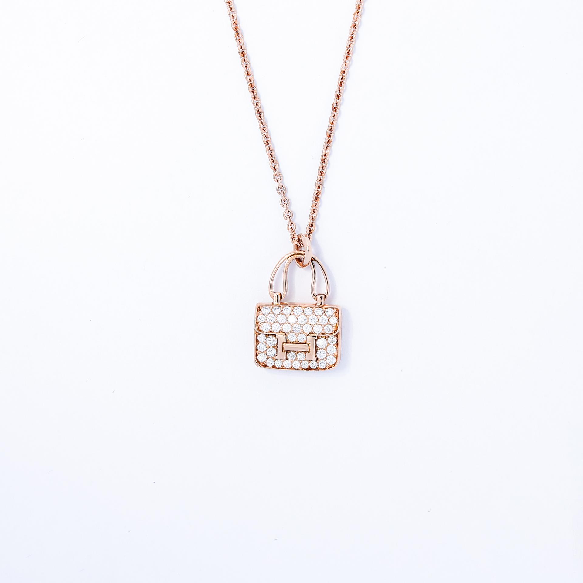 Brand New ( Rank N ) HERMÈS Amulettes Constance pendant  Rose Gold 18K Rose Gold Diamond Rose Gold hardware - 2