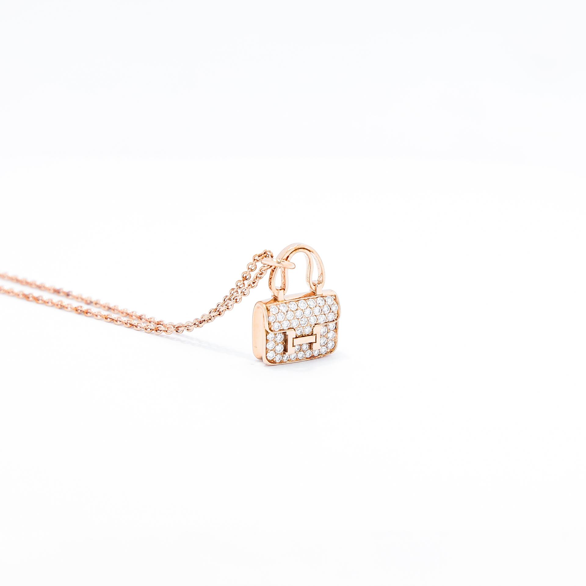 Brand New ( Rank N ) HERMÈS Amulettes Constance pendant  Rose Gold 18K Rose Gold Diamond Rose Gold hardware - 7