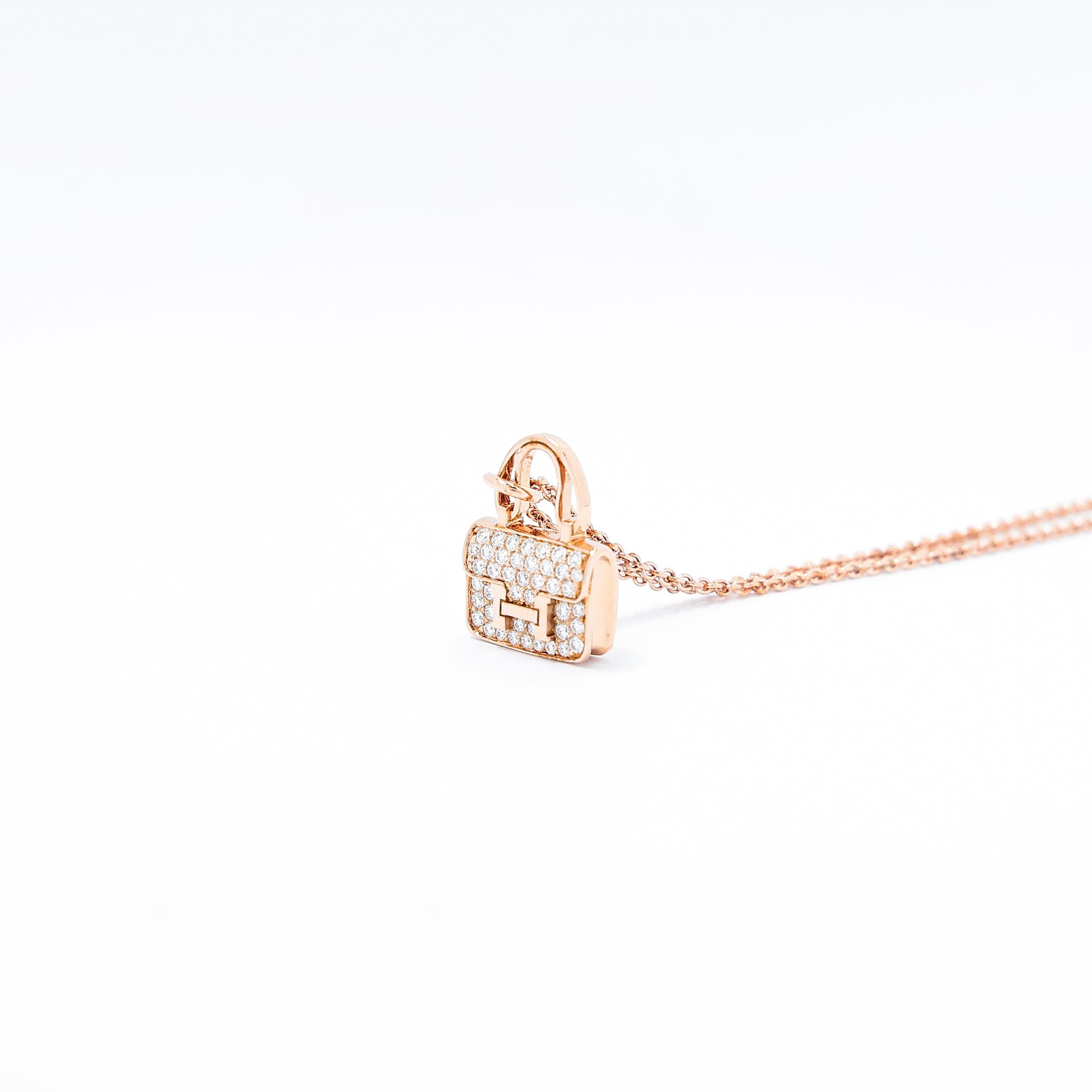 Brand New ( Rank N ) HERMÈS Amulettes Constance pendant  Rose Gold 18K Rose Gold Diamond Rose Gold hardware - 8