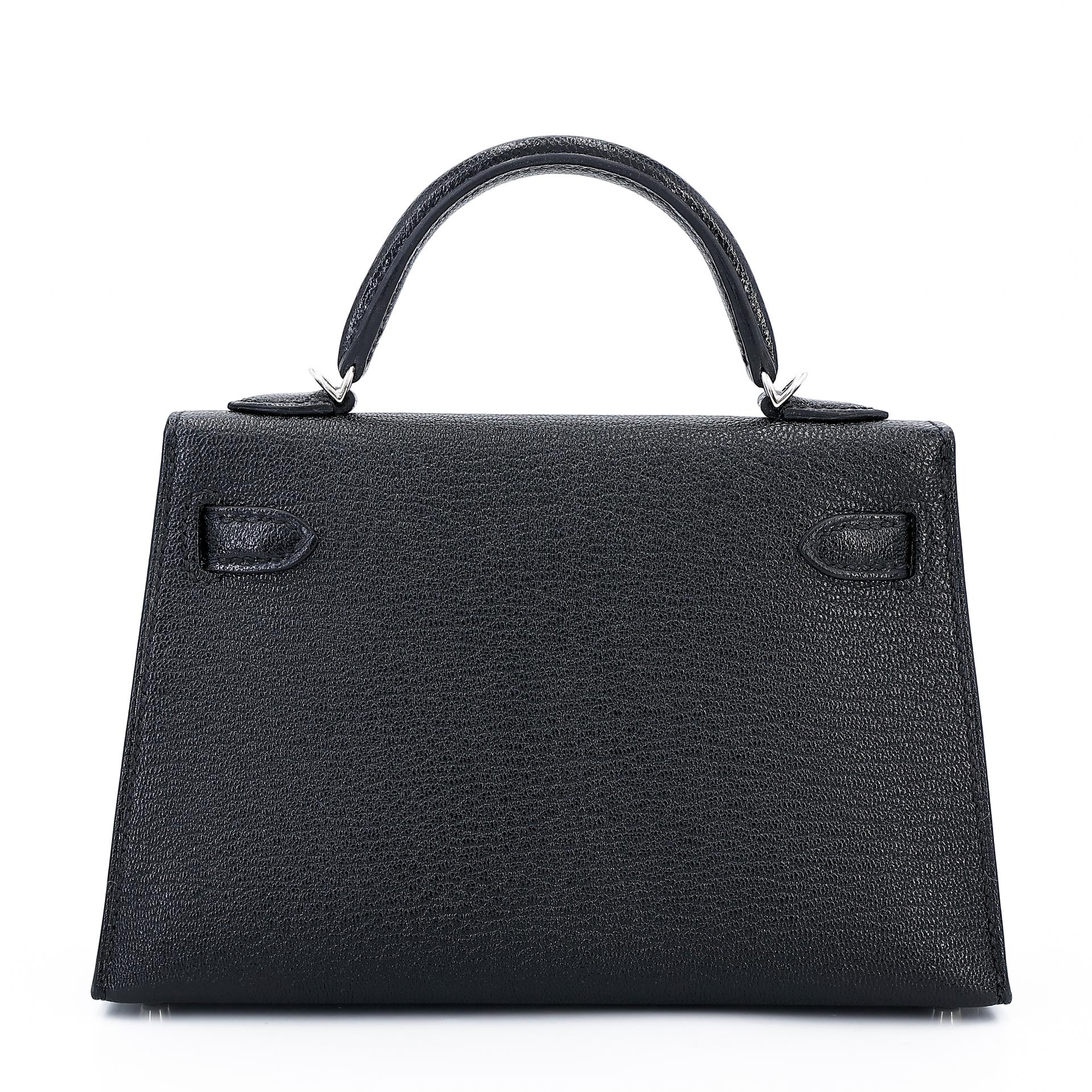Unused ( Rank NS ) HERMÈS Mini Kelly II Black (89) Chevre Palladium hardware Y (2020) - 2
