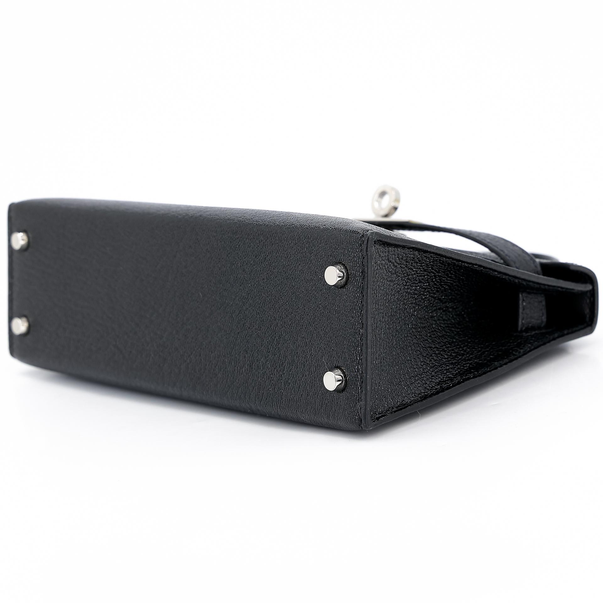 Unused ( Rank NS ) HERMÈS Mini Kelly II Black (89) Chevre Palladium hardware Y (2020) - 4