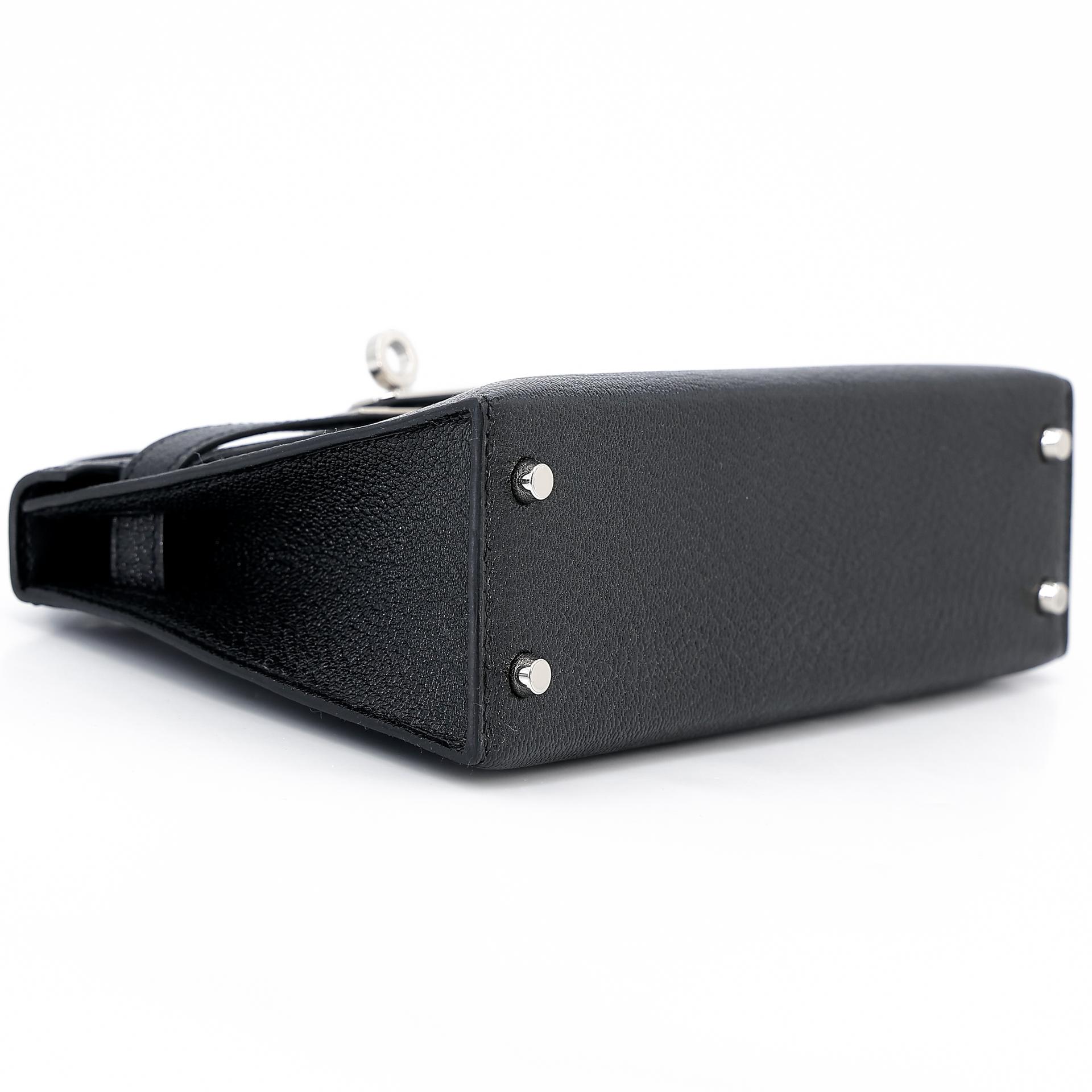 Unused ( Rank NS ) HERMÈS Mini Kelly II Black (89) Chevre Palladium hardware Y (2020) - 5