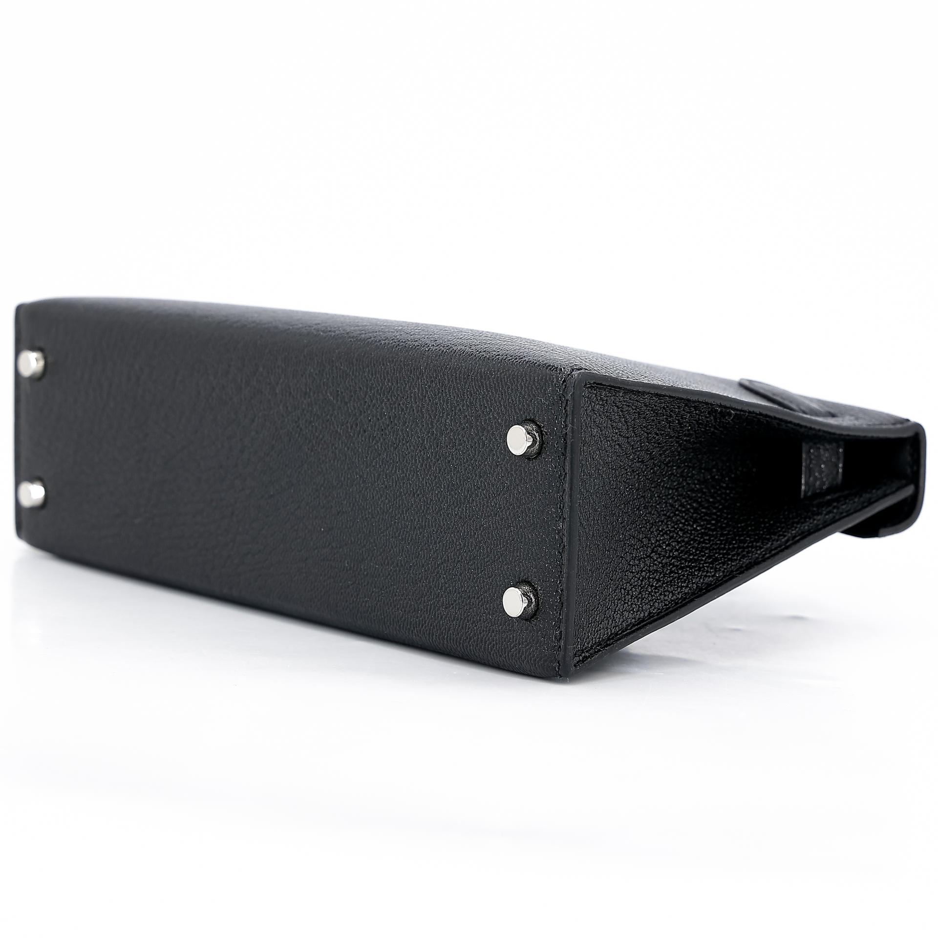 Unused ( Rank NS ) HERMÈS Mini Kelly II Black (89) Chevre Palladium hardware Y (2020) - 6