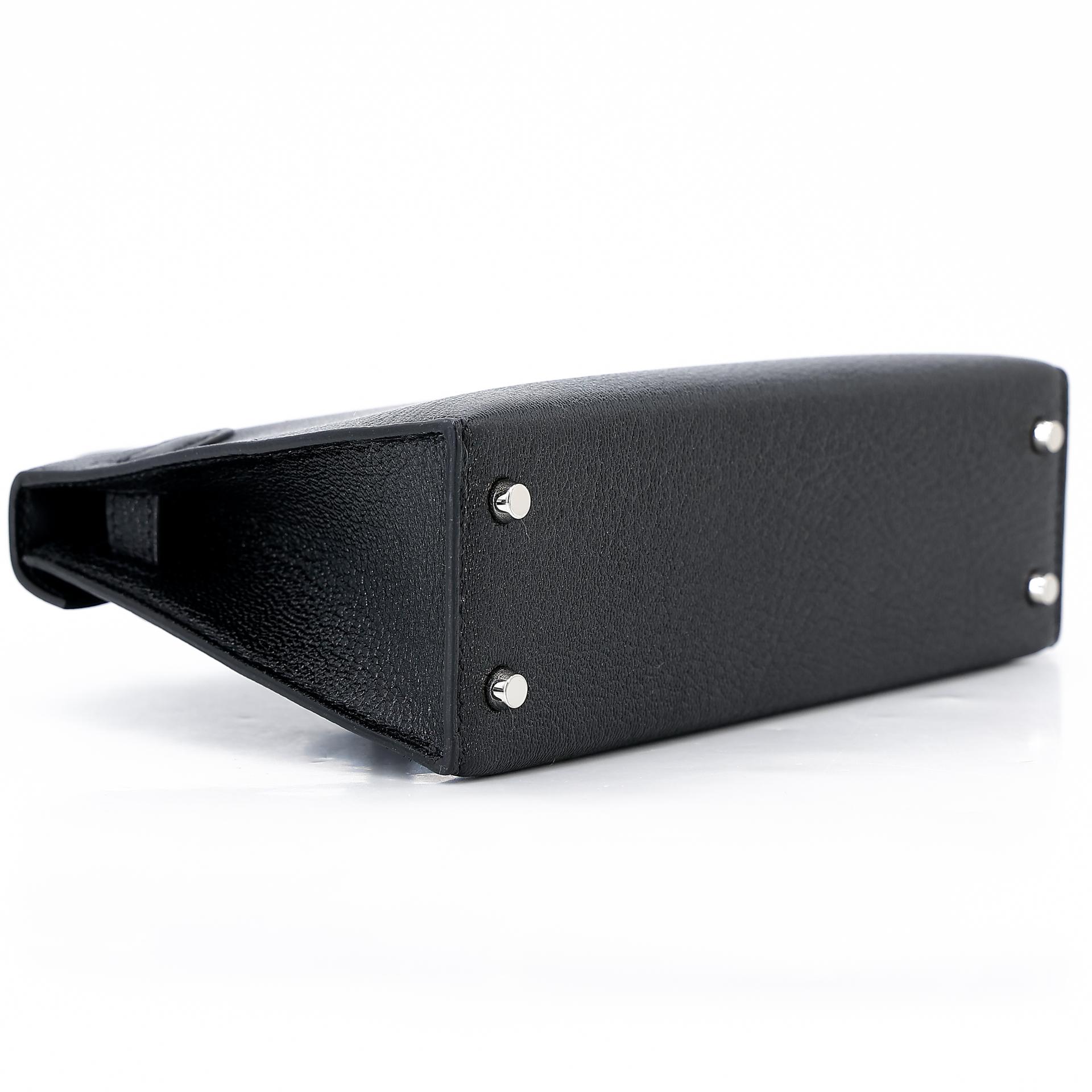Unused ( Rank NS ) HERMÈS Mini Kelly II Black (89) Chevre Palladium hardware Y (2020) - 7