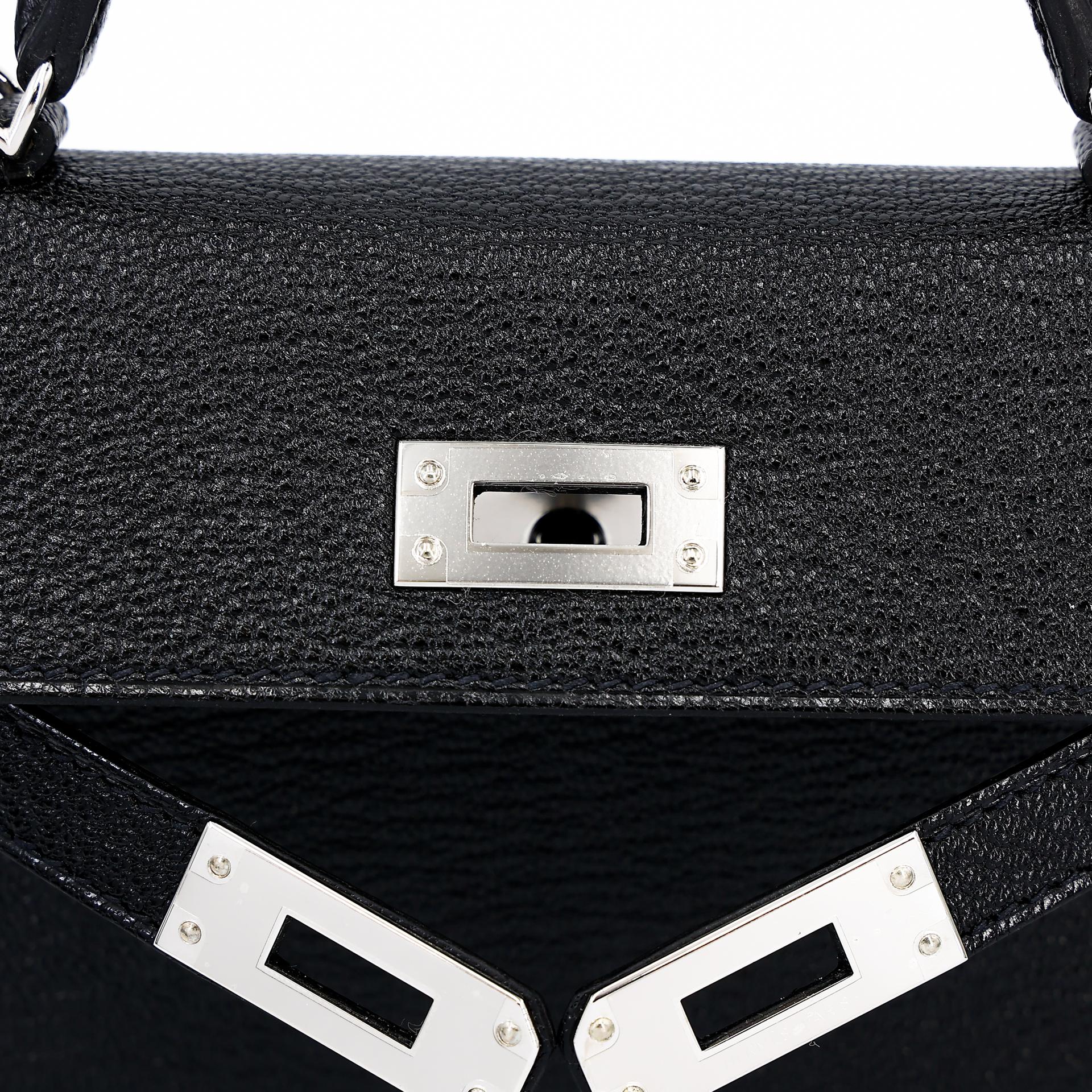 Unused ( Rank NS ) HERMÈS Mini Kelly II Black (89) Chevre Palladium hardware Y (2020) - 9
