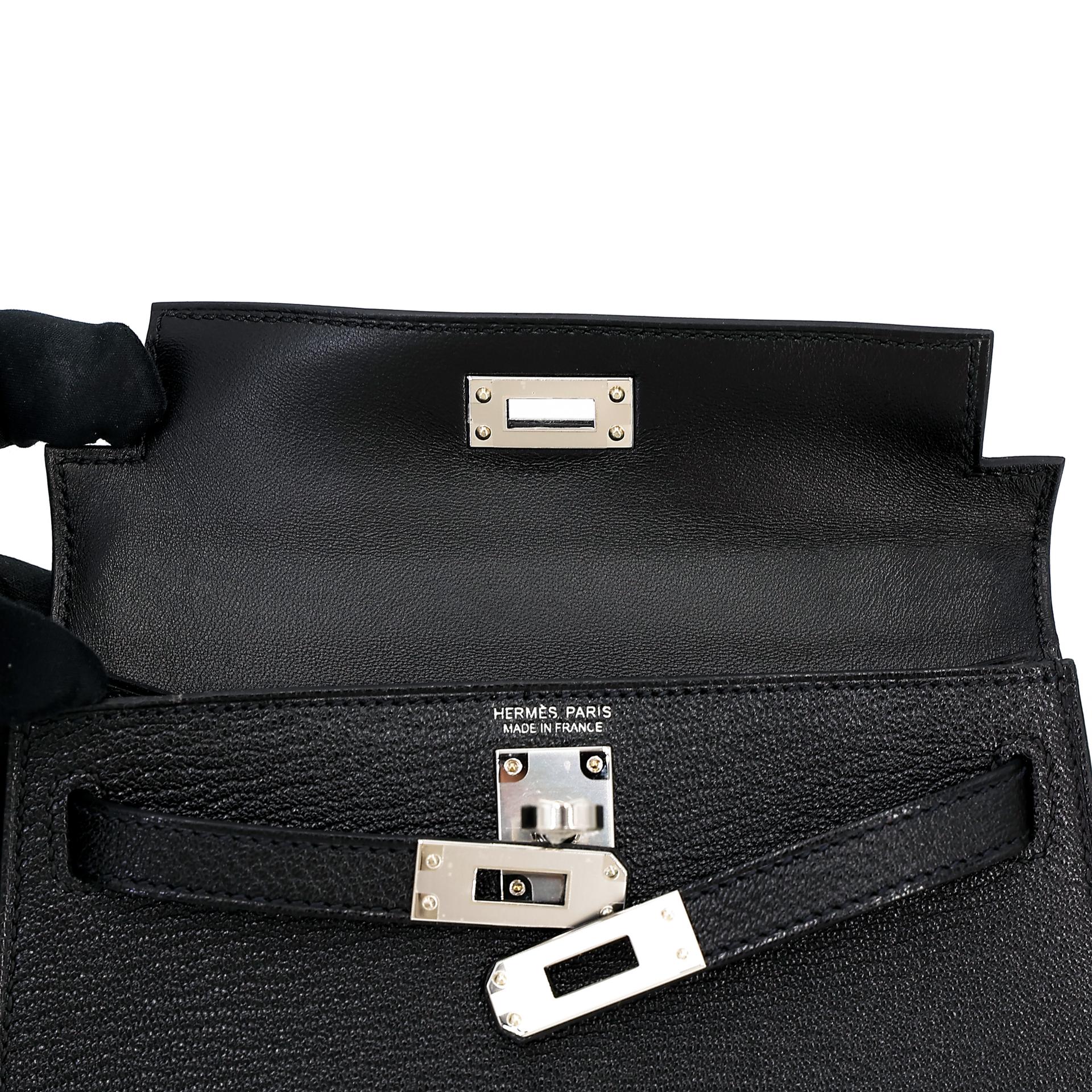 Unused ( Rank NS ) HERMÈS Mini Kelly II Black (89) Chevre Palladium hardware Y (2020) - 11