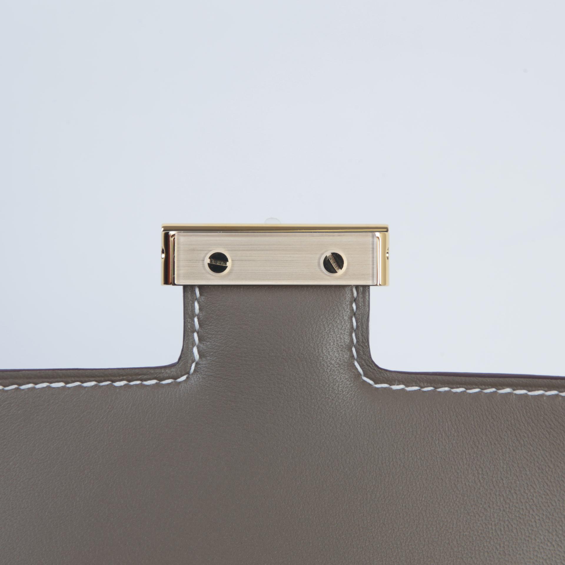 Unused ( Rank NS )  HERMÈS  Constance Mini Etoupe (18) Epsom Gold hardware B (2023) - 9