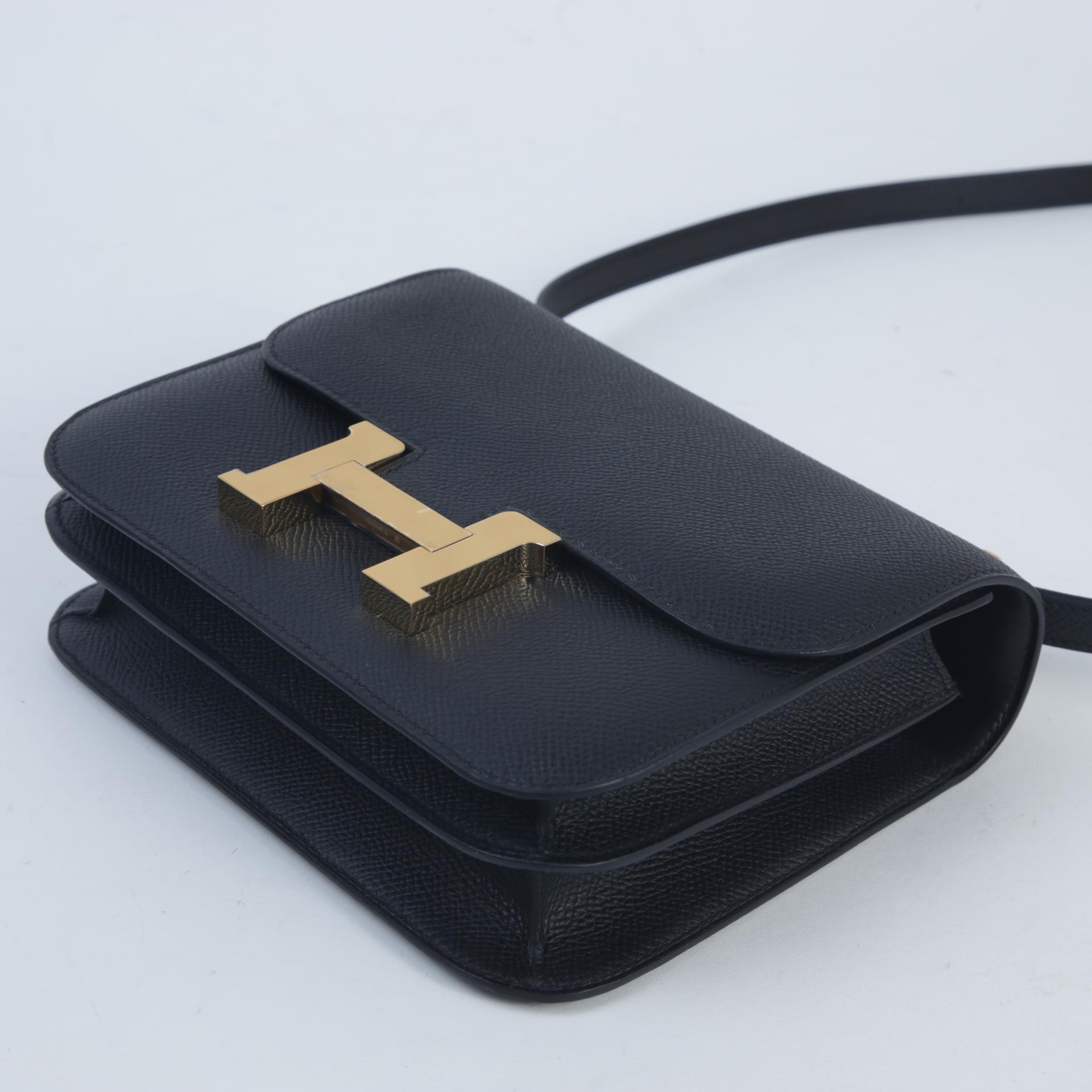 Brand New ( Rank N )  HERMÈS  Constance Mini Black (89) Epsom Gold hardware W (2024) - 5