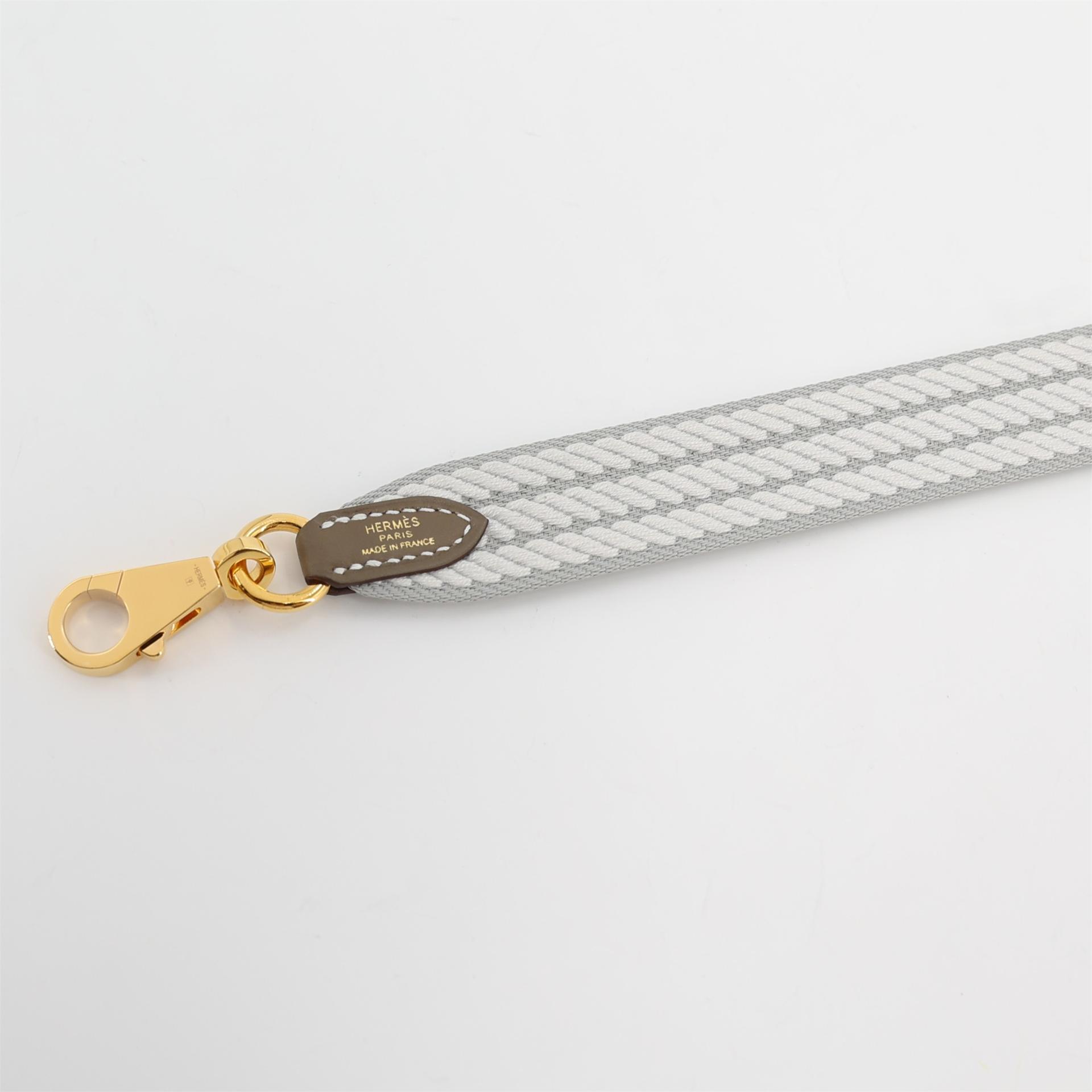 Brand New ( Rank N ) HERMÈS Sangle Cordage 25 mm bag strap Etoupe (18) Gris Perle (80) Swift Gold hardware - 2