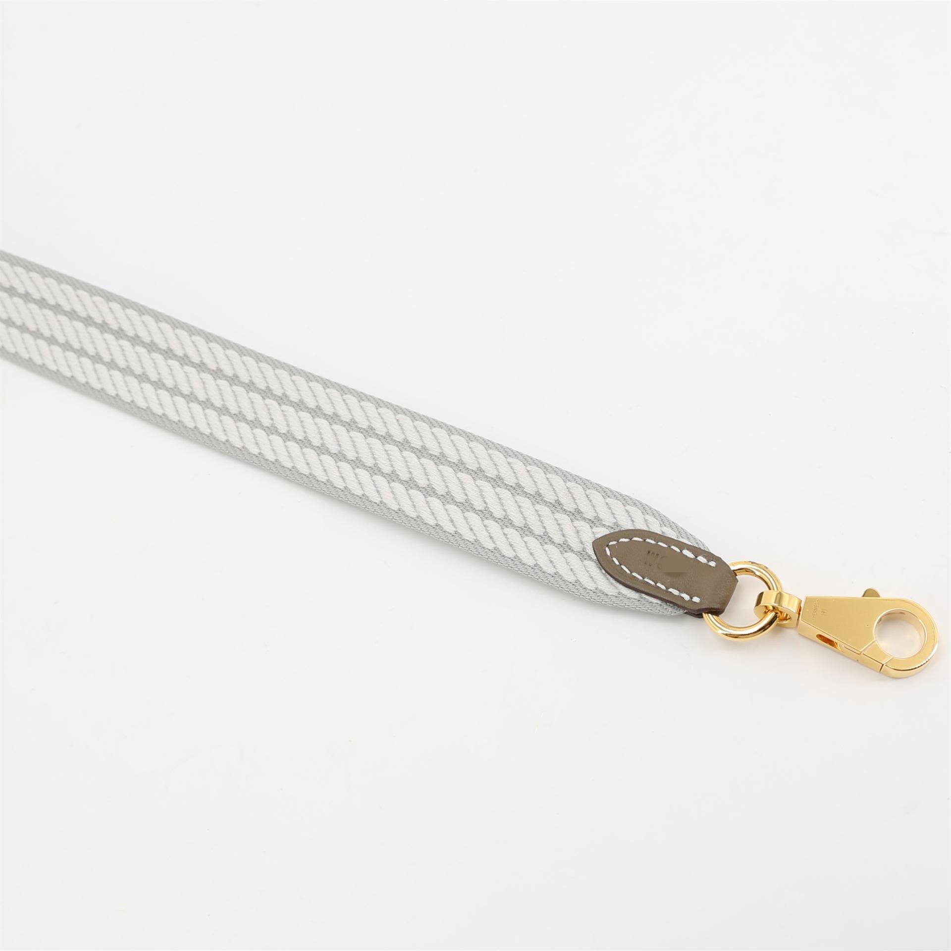 Brand New ( Rank N ) HERMÈS Sangle Cordage 25 mm bag strap Etoupe (18) Gris Perle (80) Swift Gold hardware - 3
