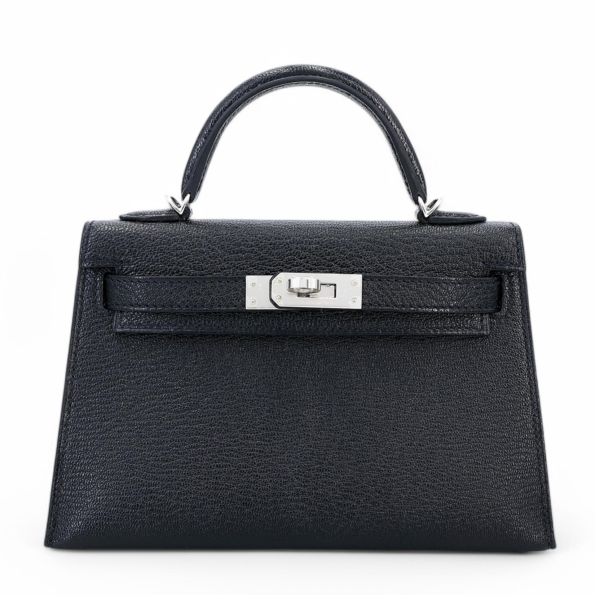 Unused ( Rank NS ) HERMÈS Mini Kelly II Black (89) Chevre Palladium hardware Y (2020) - 1
