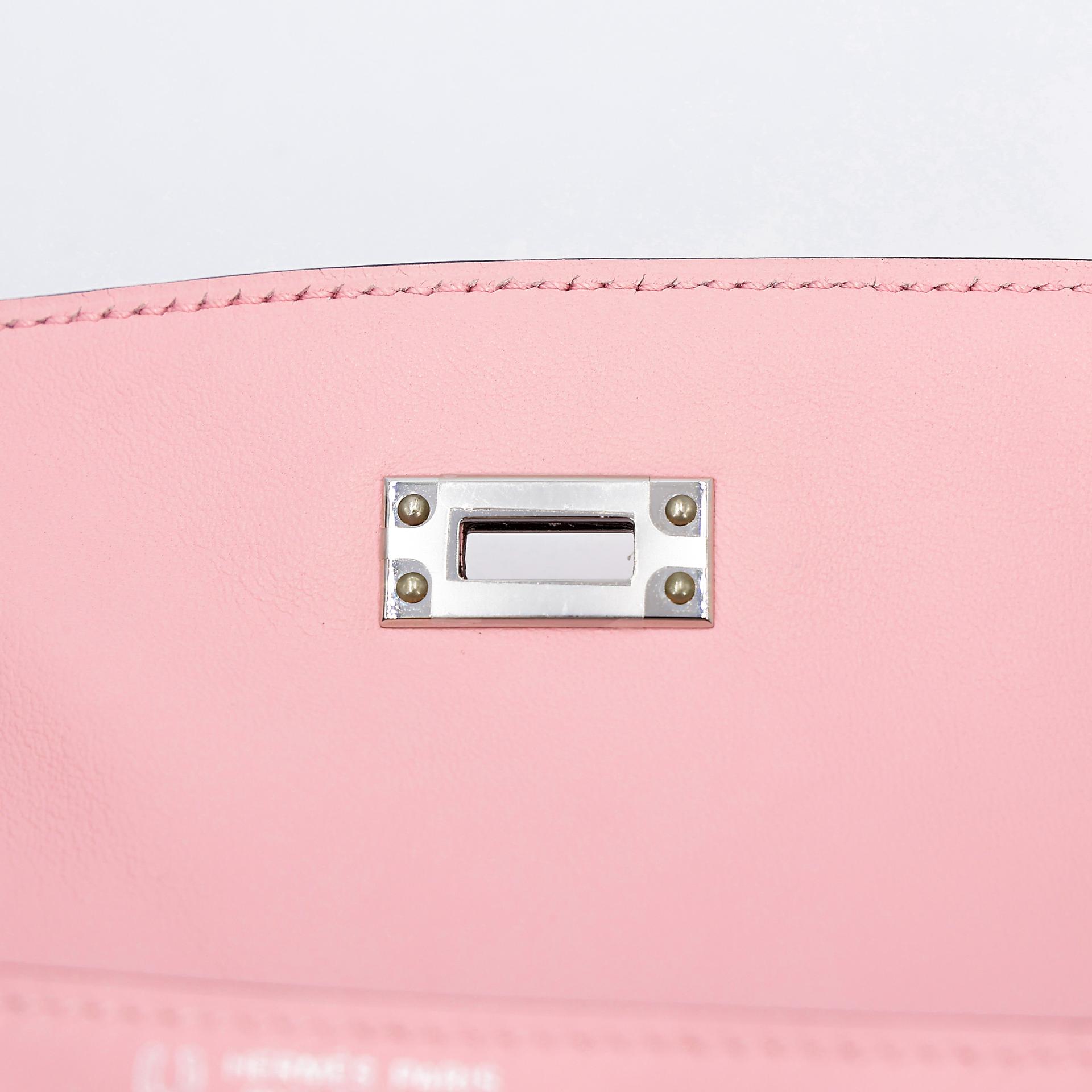 Excellent ( Rank SA ) HERMÈS Special Order Kelly Danse HSS Bleu Brume (T0) Rose Sakura (3Q) Swift Palladium hardware B (2023) - 14