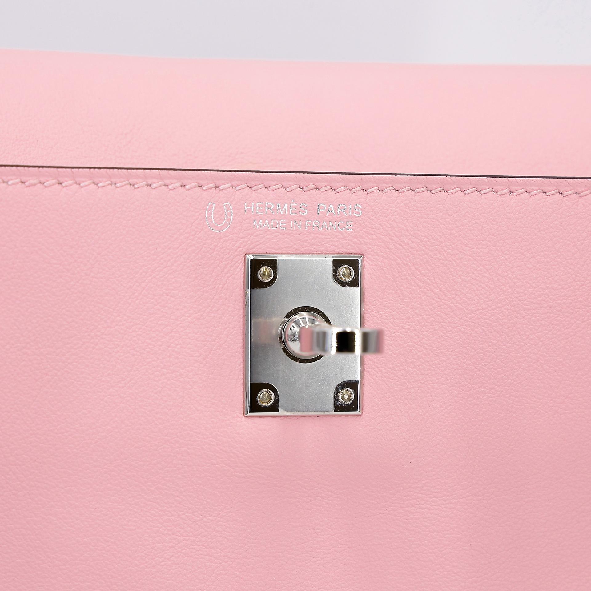 Excellent ( Rank SA ) HERMÈS Special Order Kelly Danse HSS Bleu Brume (T0) Rose Sakura (3Q) Swift Palladium hardware B (2023) - 16