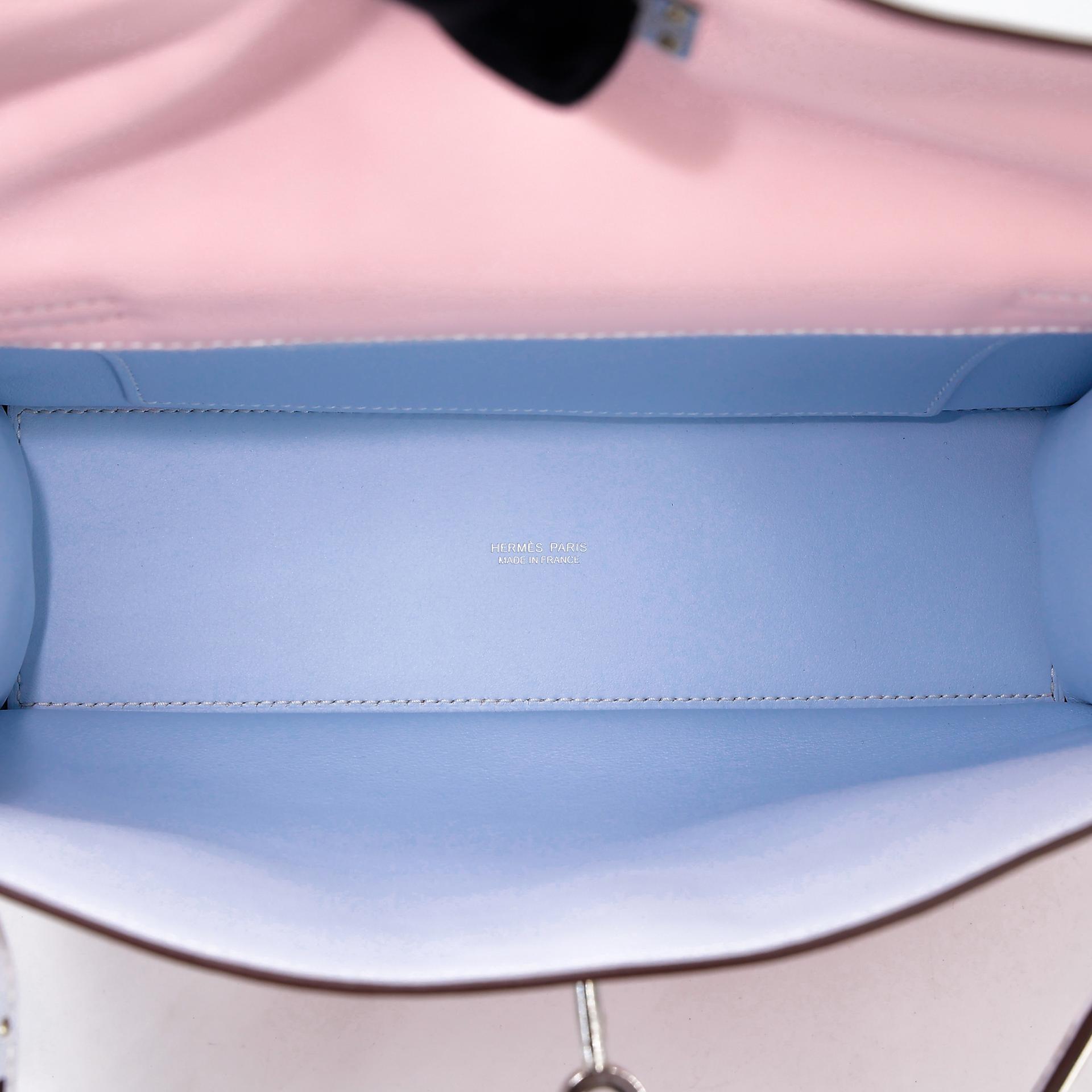 Excellent ( Rank SA ) HERMÈS Special Order Kelly Danse HSS Bleu Brume (T0) Rose Sakura (3Q) Swift Palladium hardware B (2023) - 24