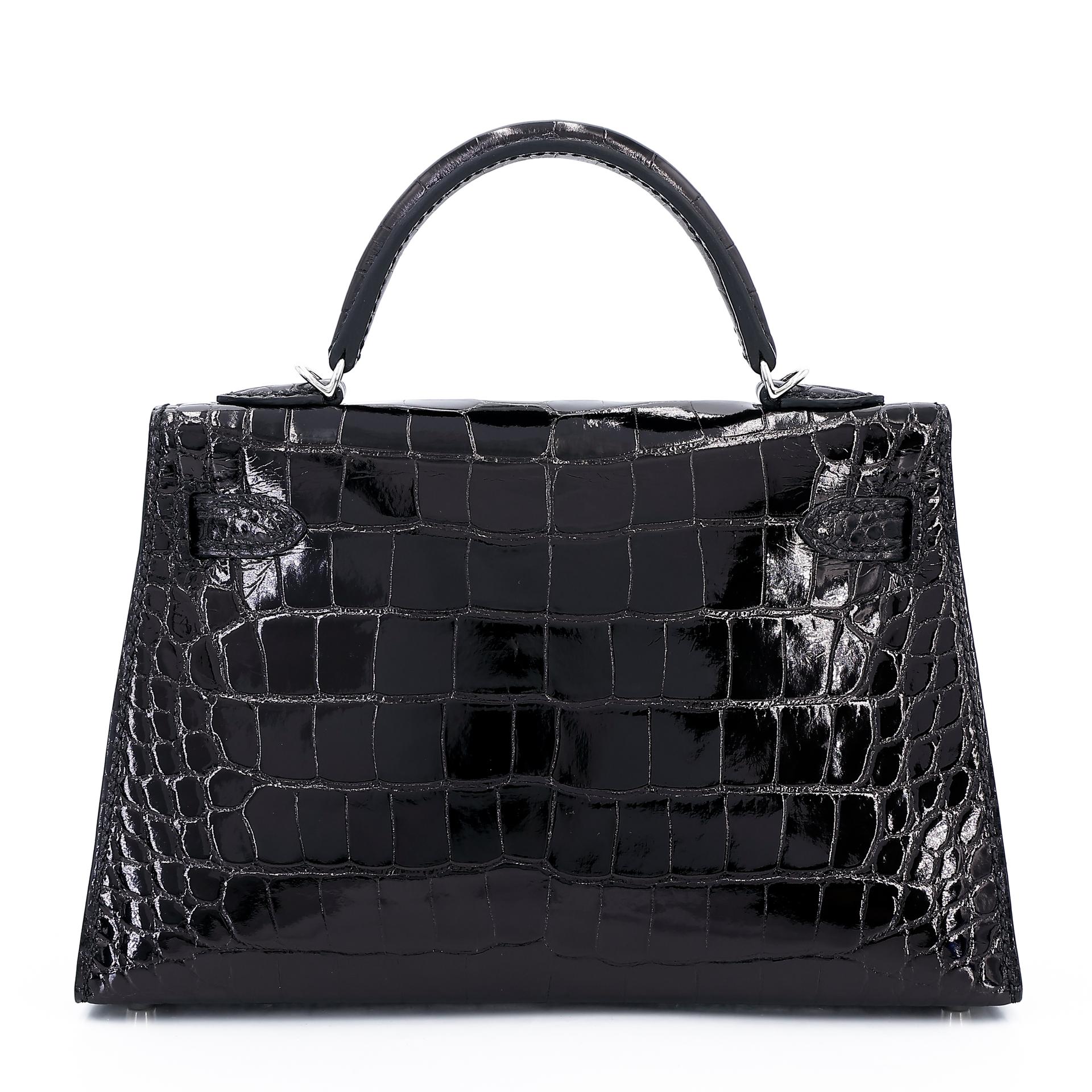 Brand New ( Rank N ) HERMÈS Mini Kelly II Black (89) Shiny Alligator Palladium hardware W (2024) - 2