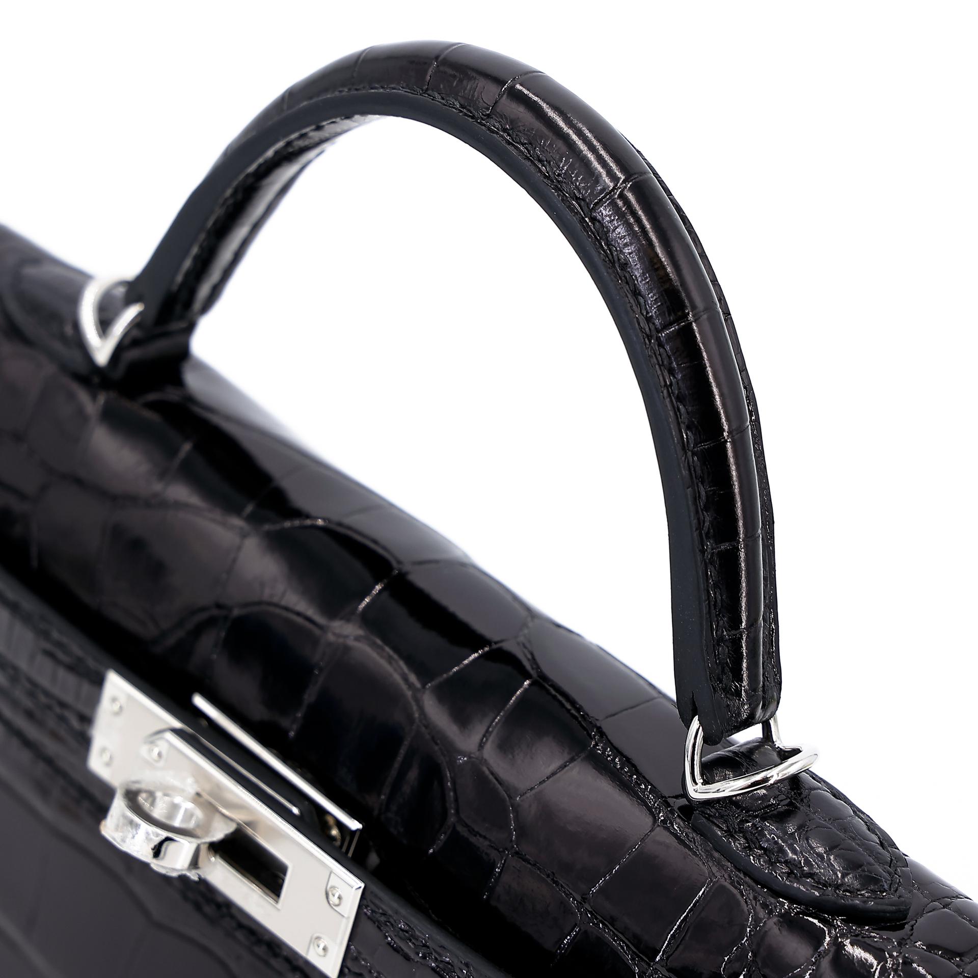 Brand New ( Rank N ) HERMÈS Mini Kelly II Black (89) Shiny Alligator Palladium hardware W (2024) - 3