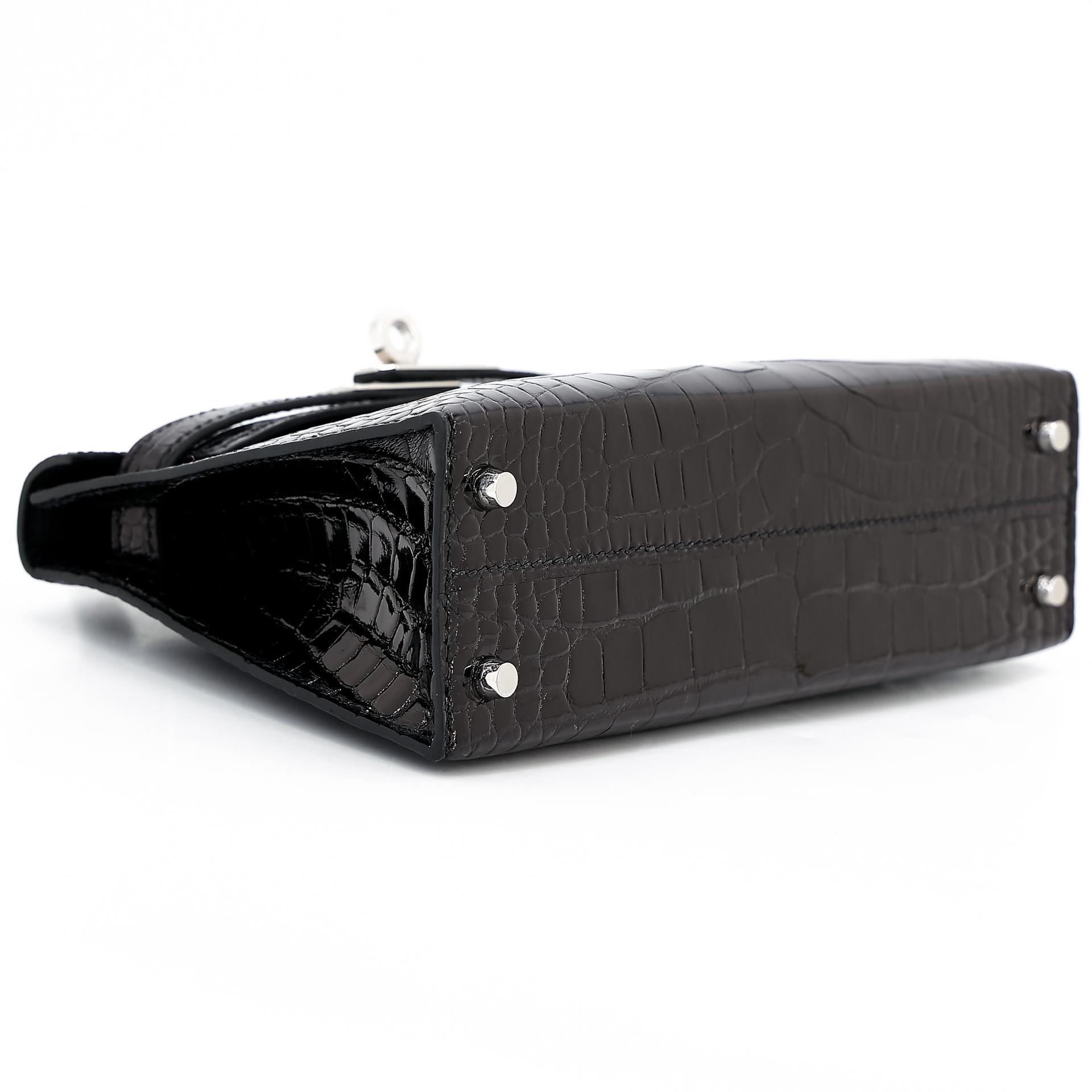 Brand New ( Rank N ) HERMÈS Mini Kelly II Black (89) Shiny Alligator Palladium hardware W (2024) - 5