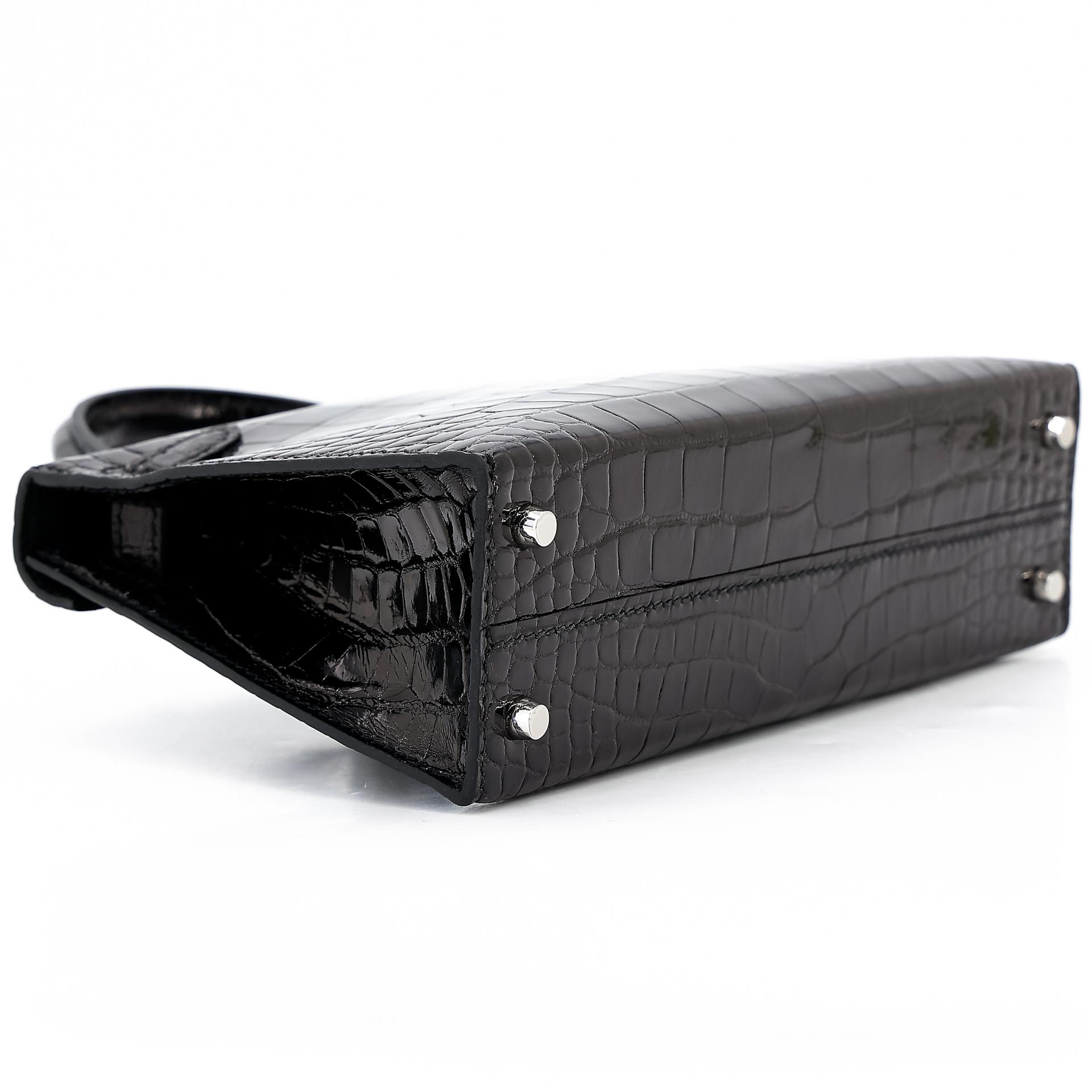 Brand New ( Rank N ) HERMÈS Mini Kelly II Black (89) Shiny Alligator Palladium hardware W (2024) - 7