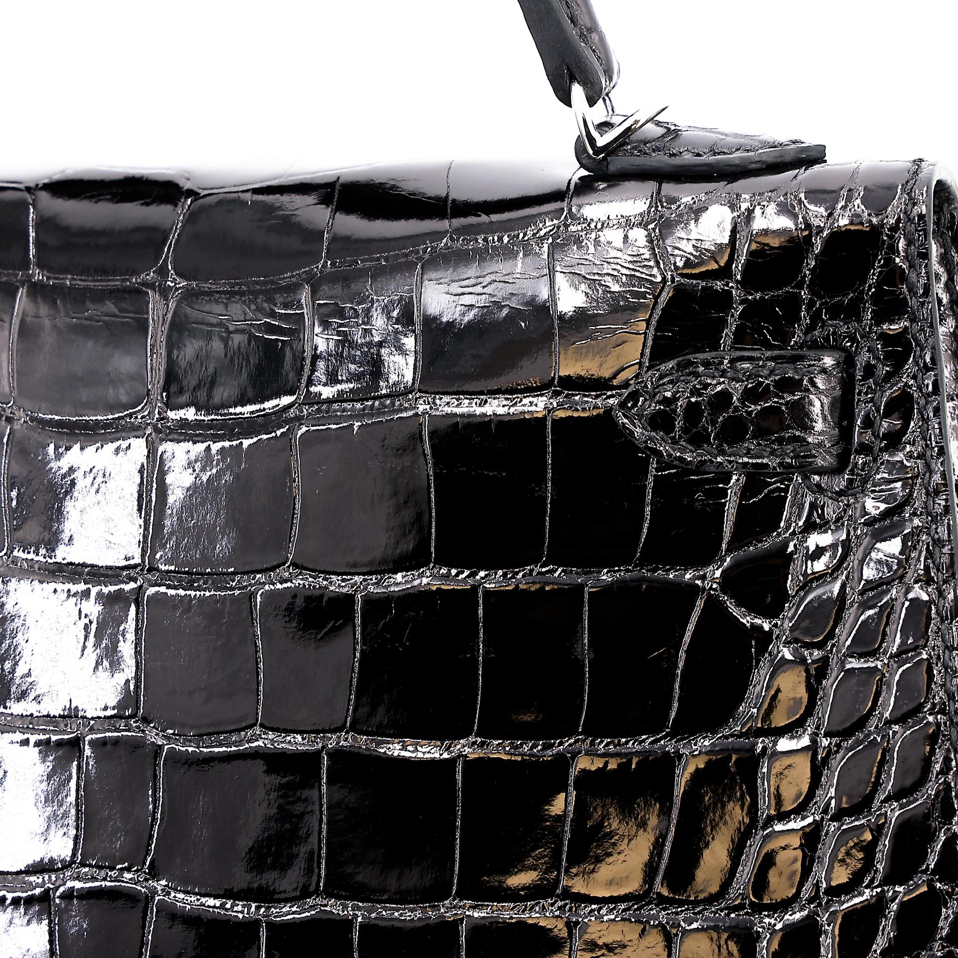 Brand New ( Rank N ) HERMÈS Mini Kelly II Black (89) Shiny Alligator Palladium hardware W (2024) - 8