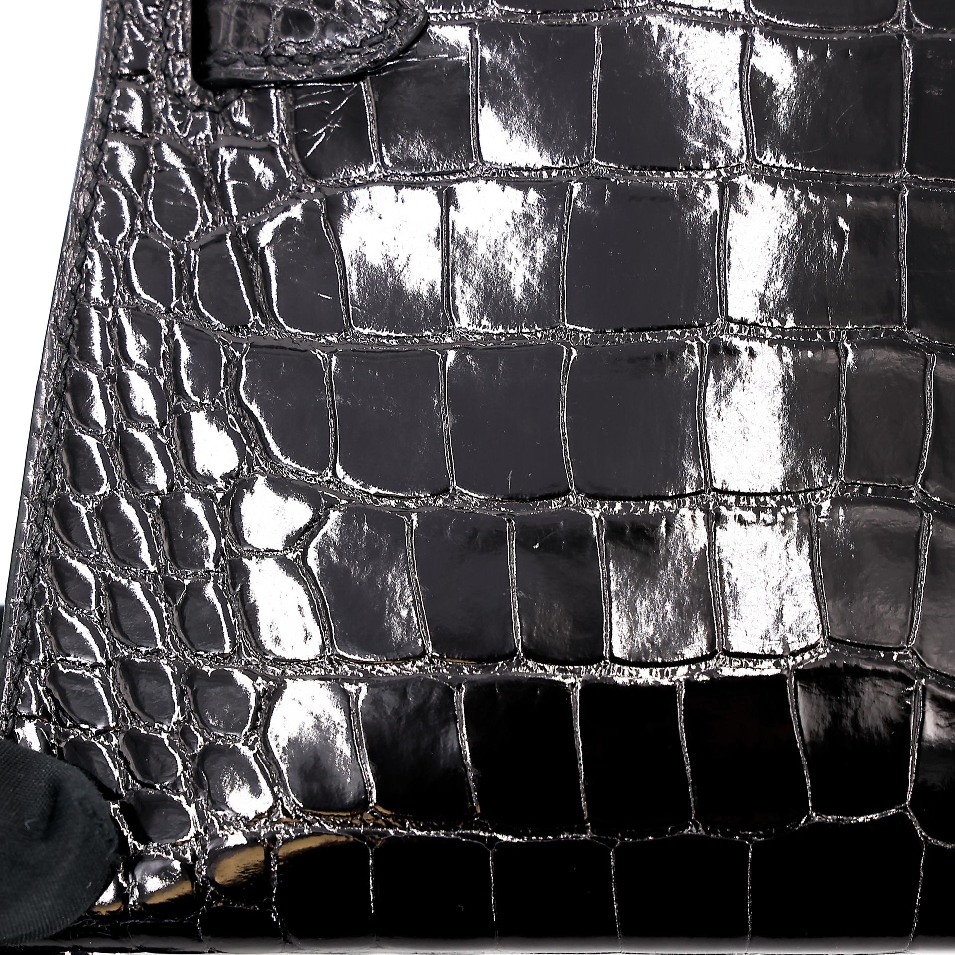 Brand New ( Rank N ) HERMÈS Mini Kelly II Black (89) Shiny Alligator Palladium hardware W (2024) - 10
