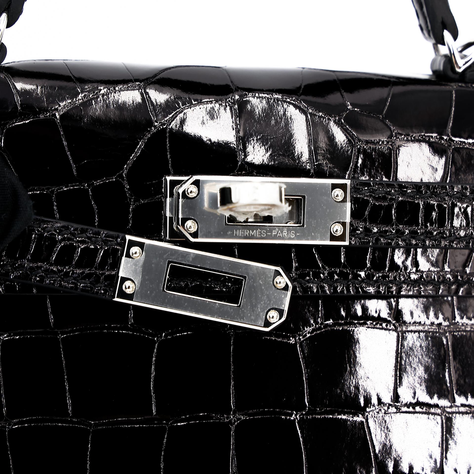 Brand New ( Rank N ) HERMÈS Mini Kelly II Black (89) Shiny Alligator Palladium hardware W (2024) - 14